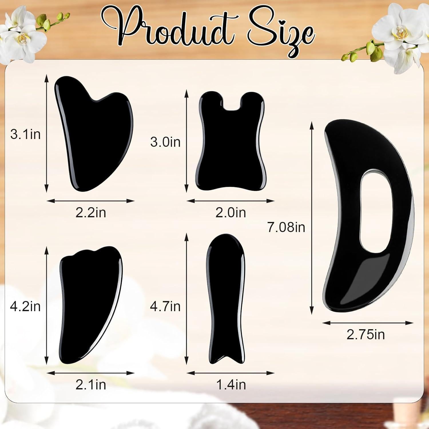 Juego de Herramientas Gua Sha Facial y Corporal Treela - 5 Piezas