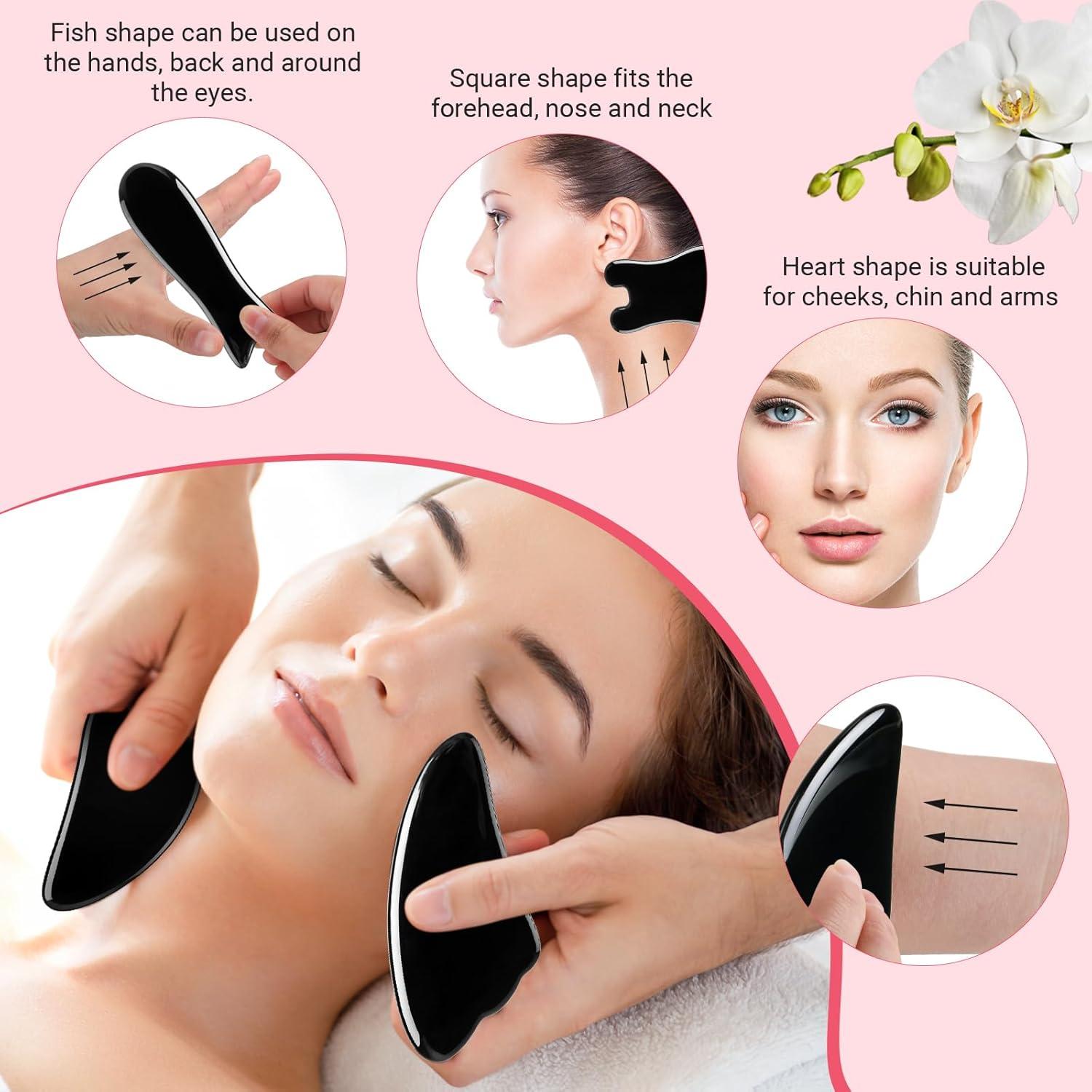 Juego de Herramientas Gua Sha Facial y Corporal Treela - 5 Piezas