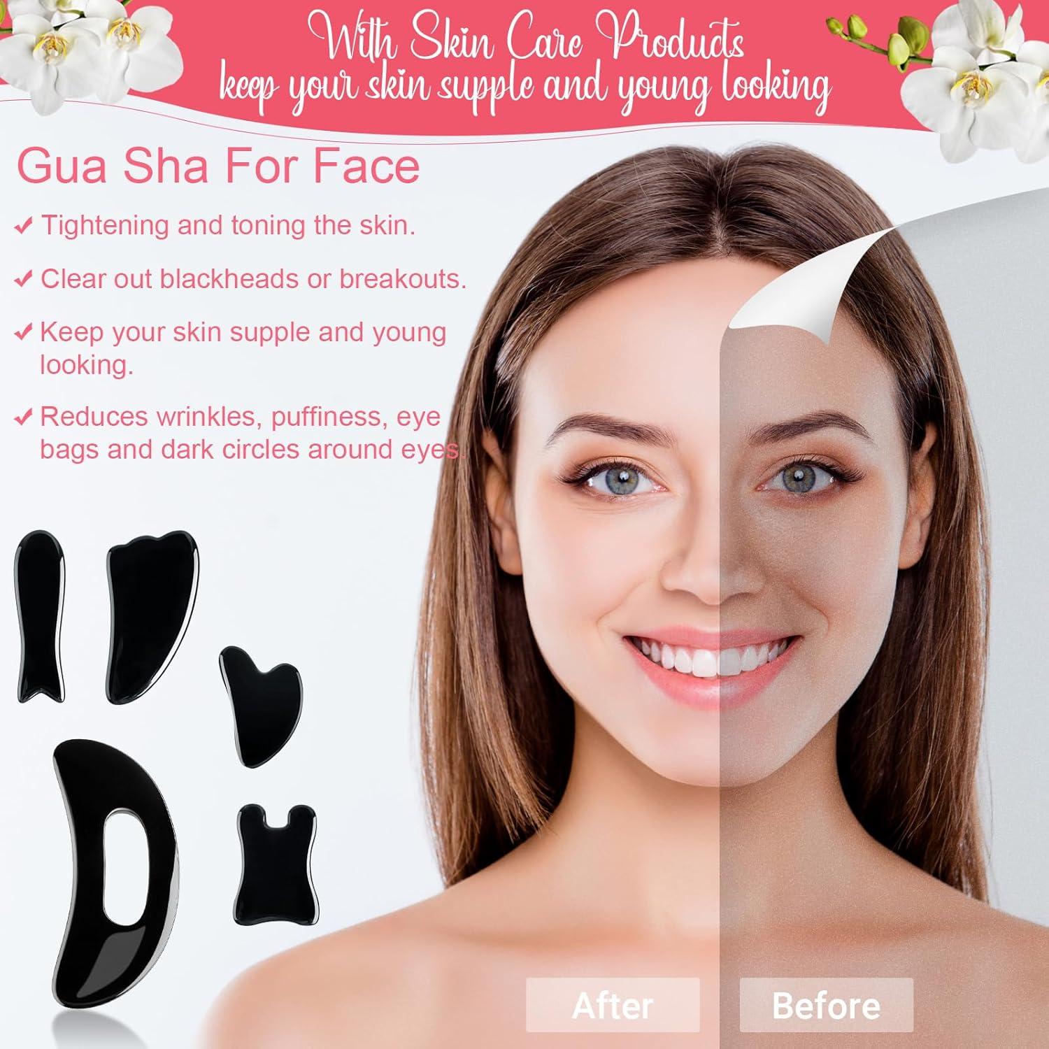 Juego de Herramientas Gua Sha Facial y Corporal Treela - 5 Piezas