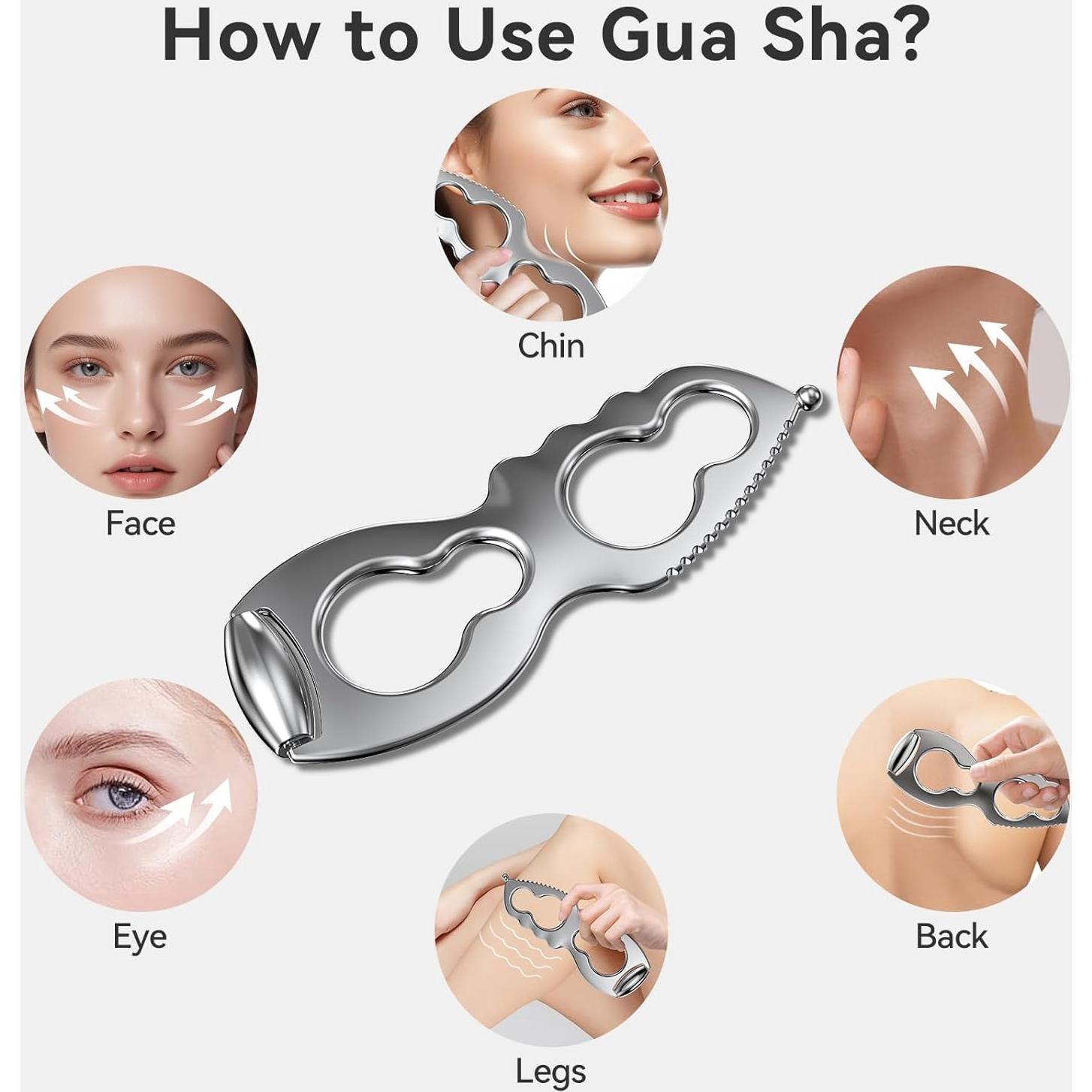 Herramienta Gua Sha Facial CLESOO Acero Inoxidable 20.5cm