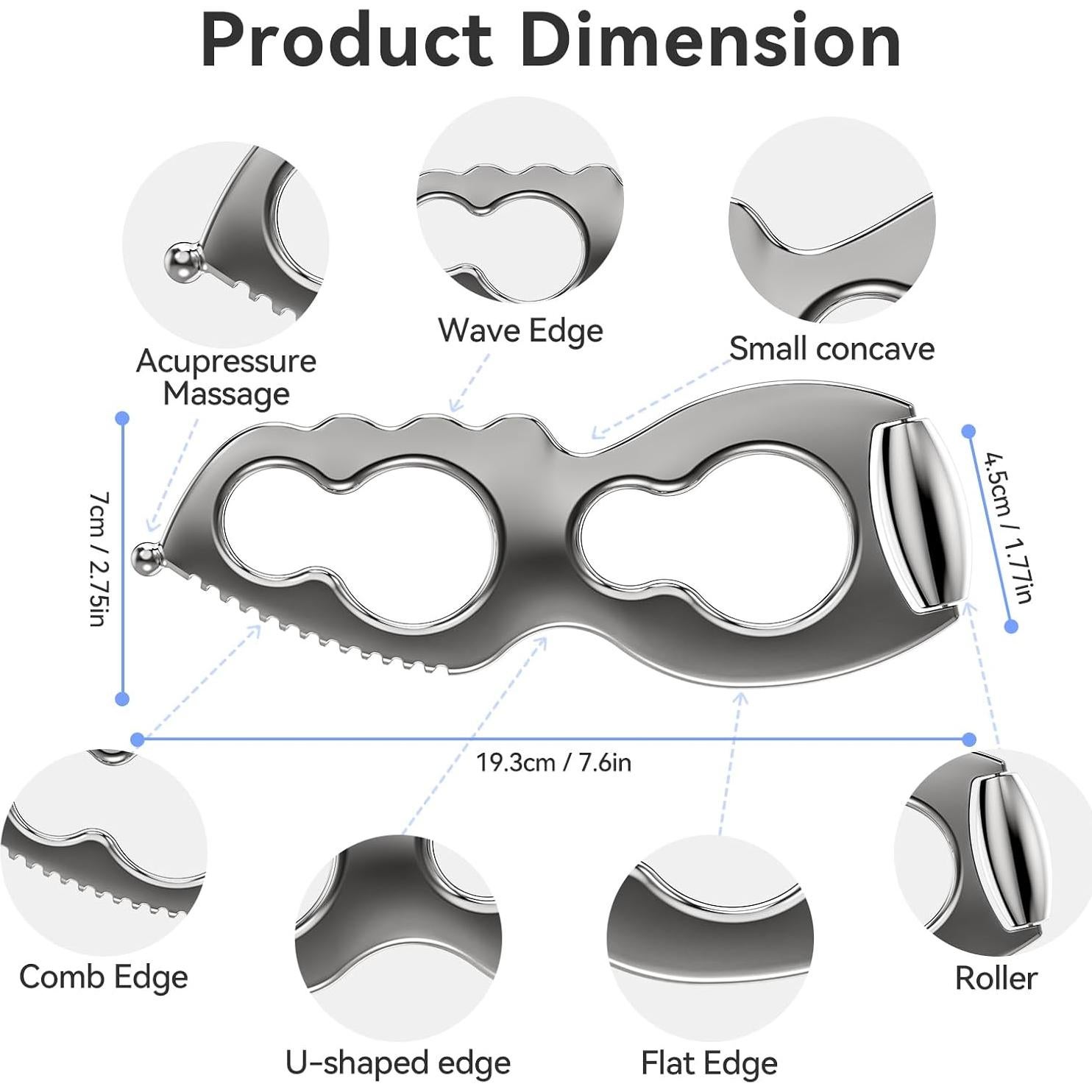Herramienta Gua Sha Facial CLESOO Acero Inoxidable 20.5cm