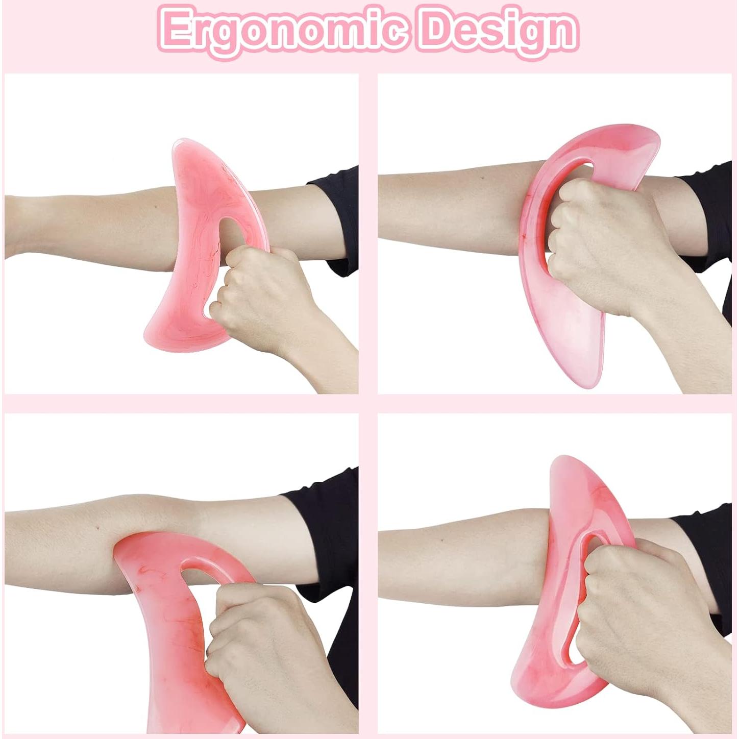 Herramienta de Masaje Gua Sha Grande iunxkmi Rosa para Drenaje Linfático