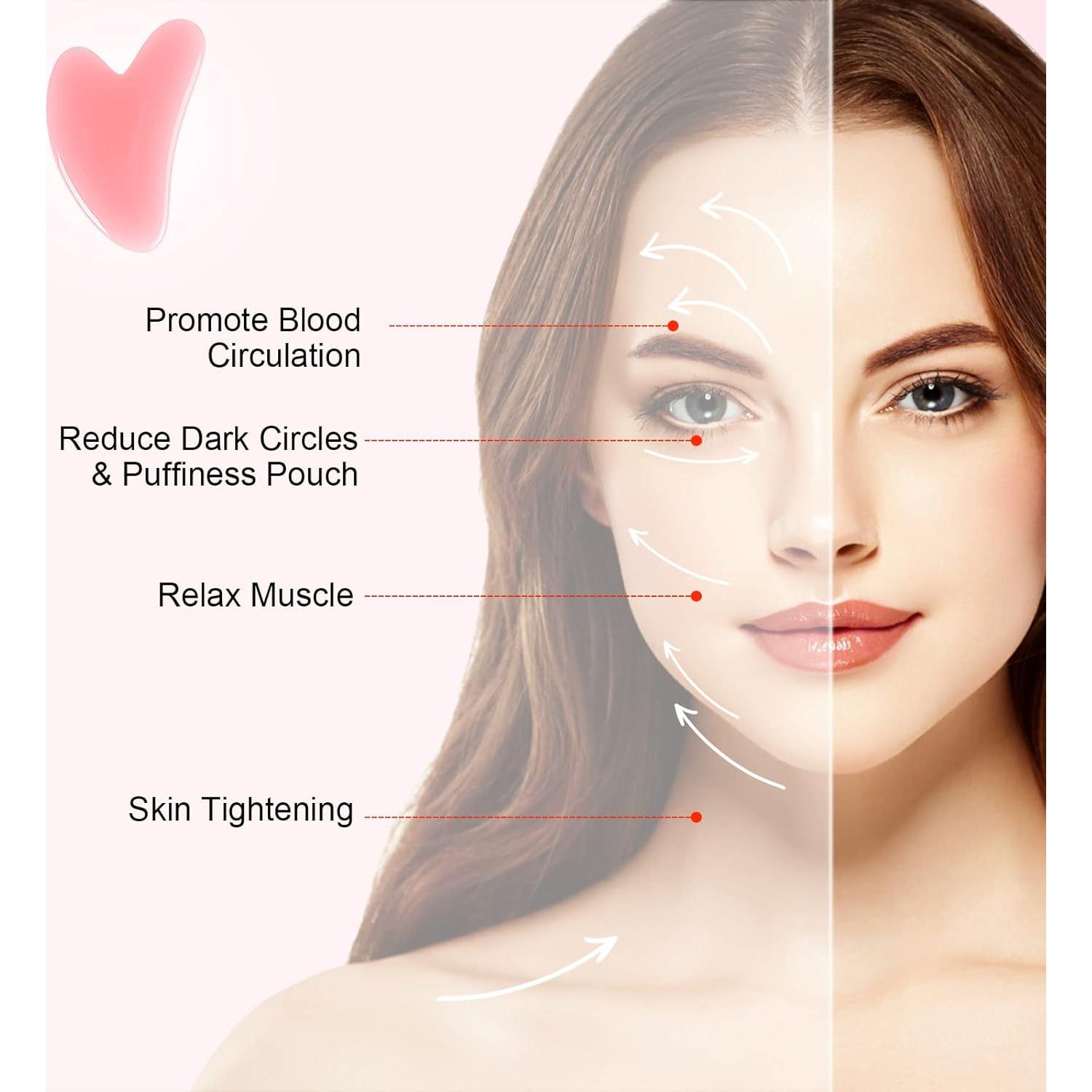 Herramienta de Masaje Gua Sha Grande iunxkmi Rosa para Drenaje Linfático