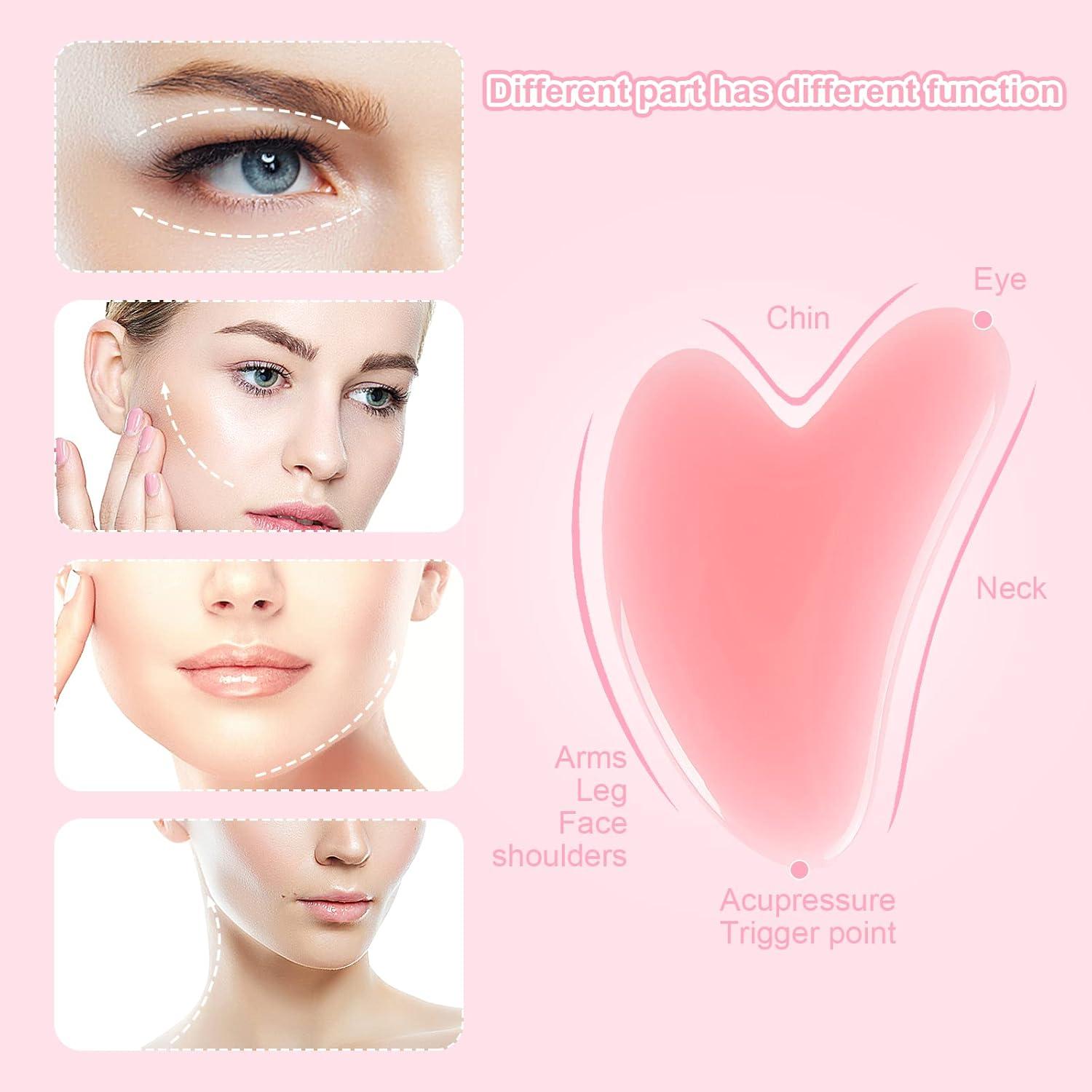 Herramienta de Masaje Gua Sha Grande iunxkmi Rosa para Drenaje Linfático