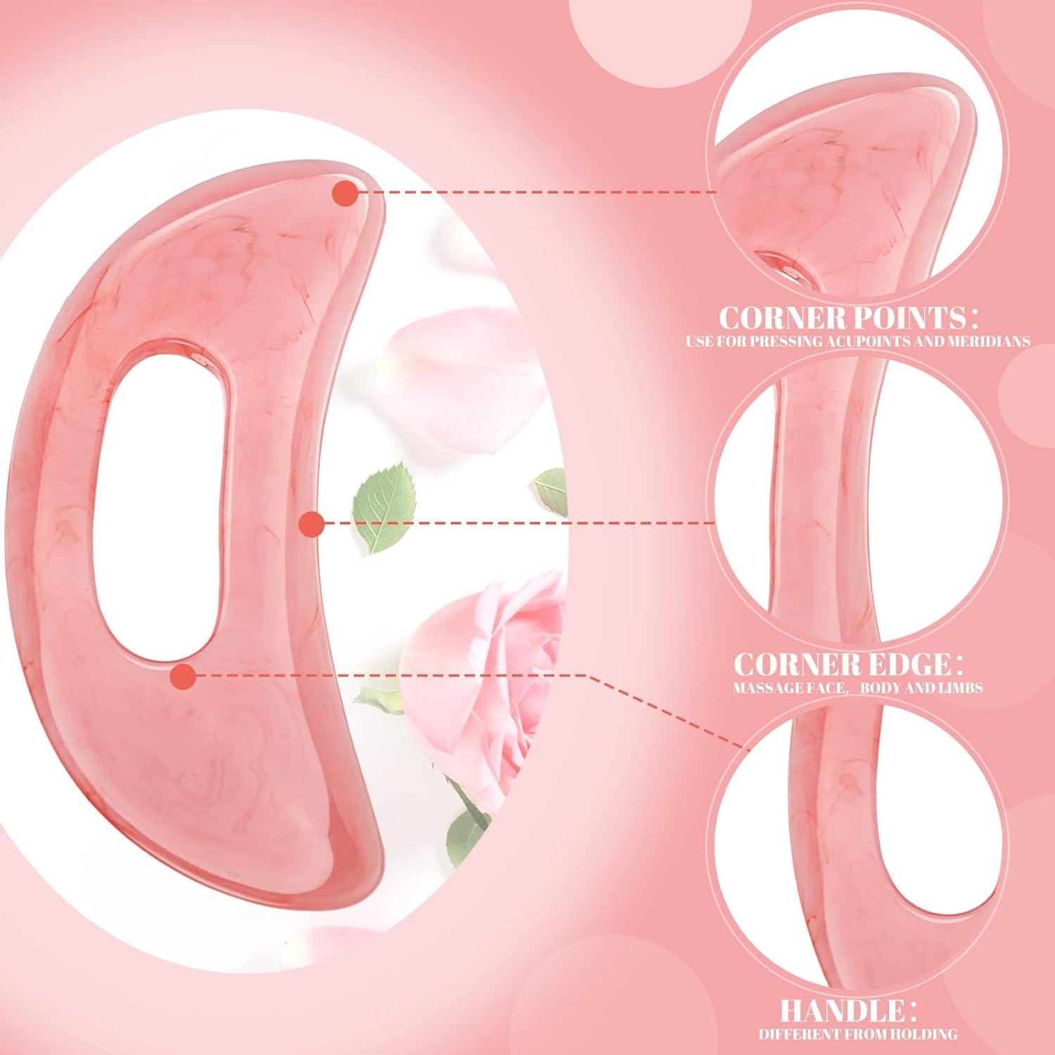 Herramienta de Masaje Gua Sha BBTO Rosa 17.8x6.9cm Drenaje Linfático