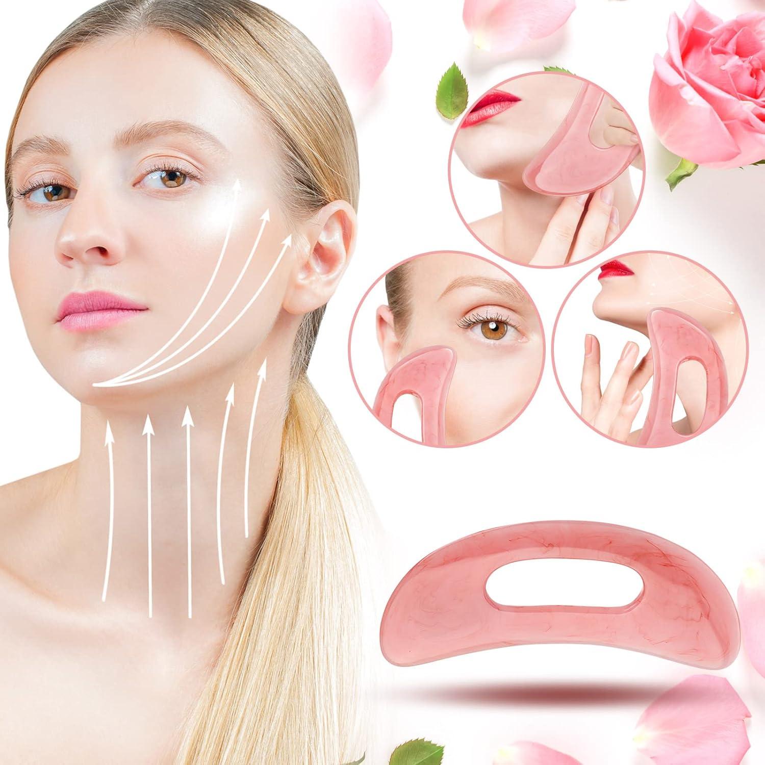 Herramienta de Masaje Gua Sha BBTO Rosa 17.8x6.9cm Drenaje Linfático