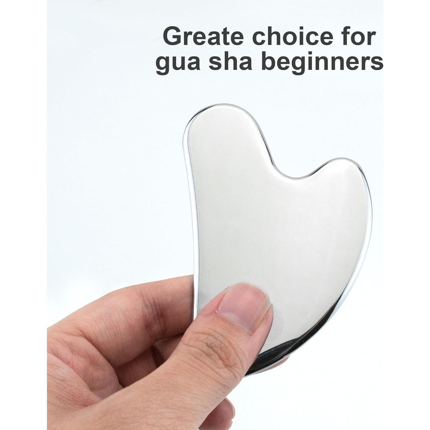 Herramienta Gua Sha Facial Quacc de Acero Inoxidable Plata