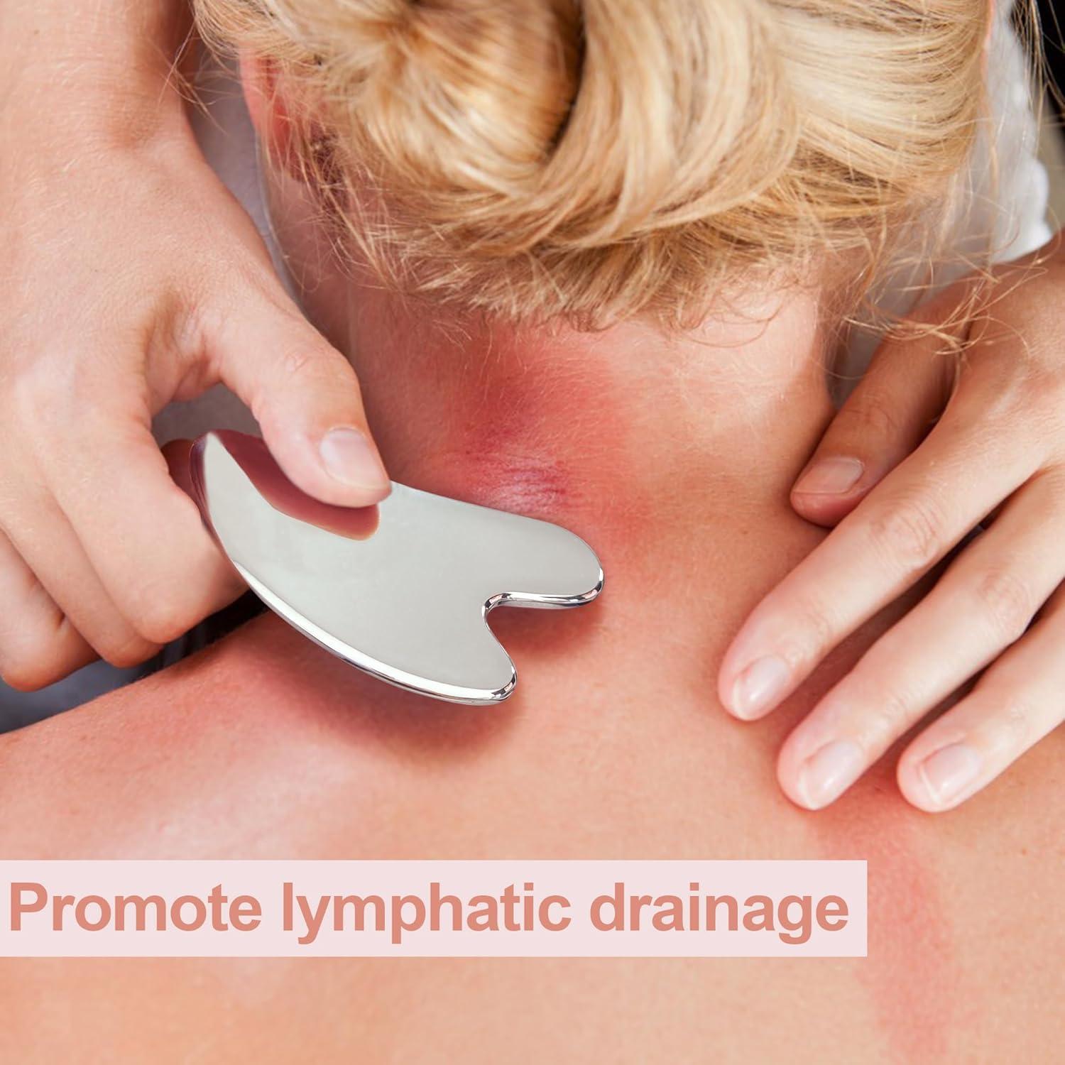 Herramienta Gua Sha Facial Quacc de Acero Inoxidable Plata