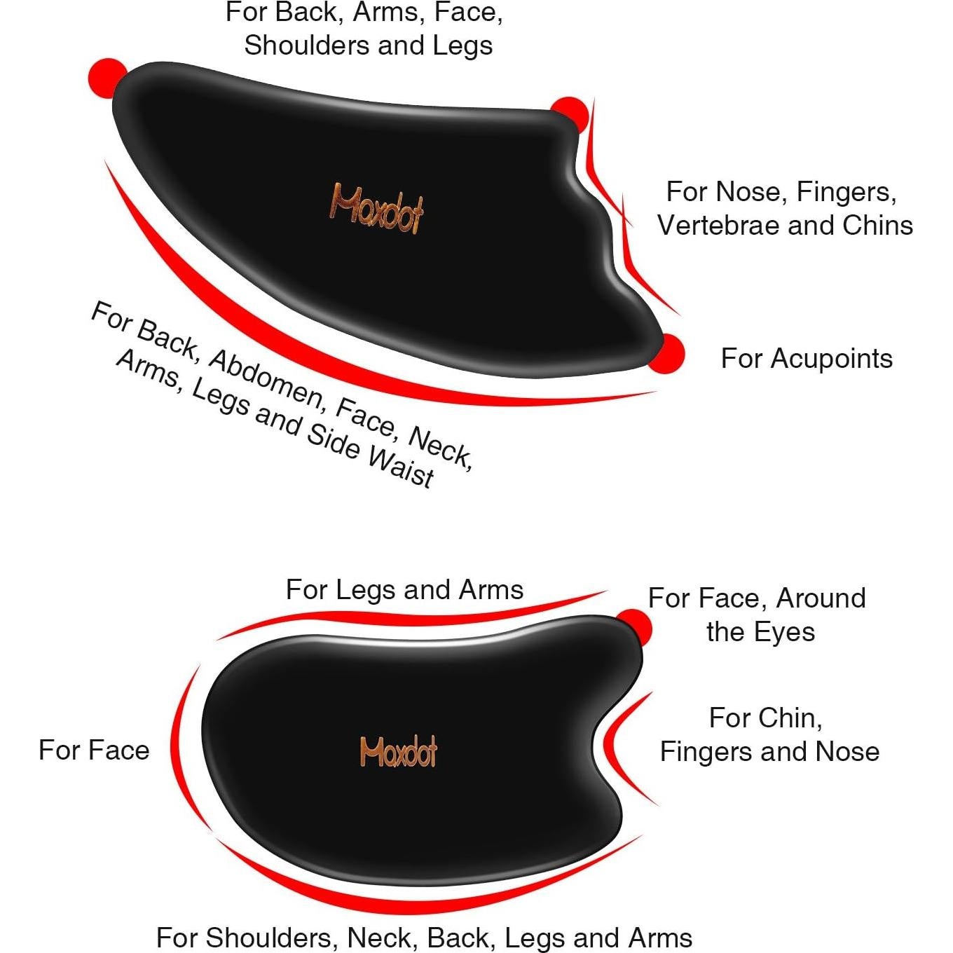 Juego de 5 Herramientas de Masaje Gua Sha Maxdot - Terapia Física