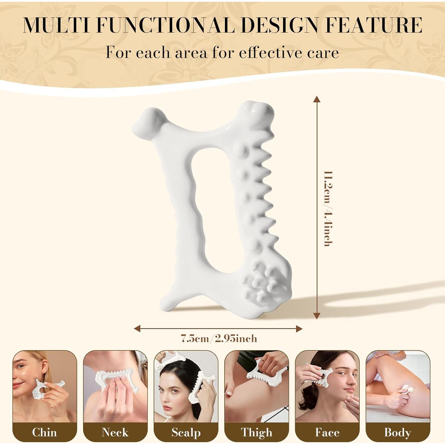 Herramienta Facial Gua Sha Cerámica 9 en 1 Worive - Masaje y Cuidado de la Piel