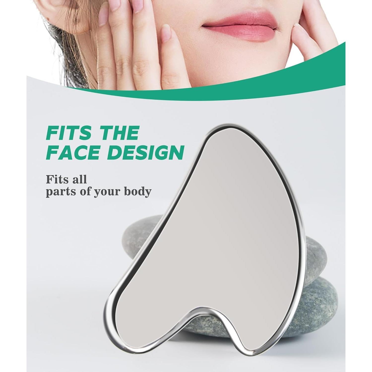 Stainless Steel Gua Sha Facial & Body Massage Tool - Guasha Face & Body Sculpting Tool