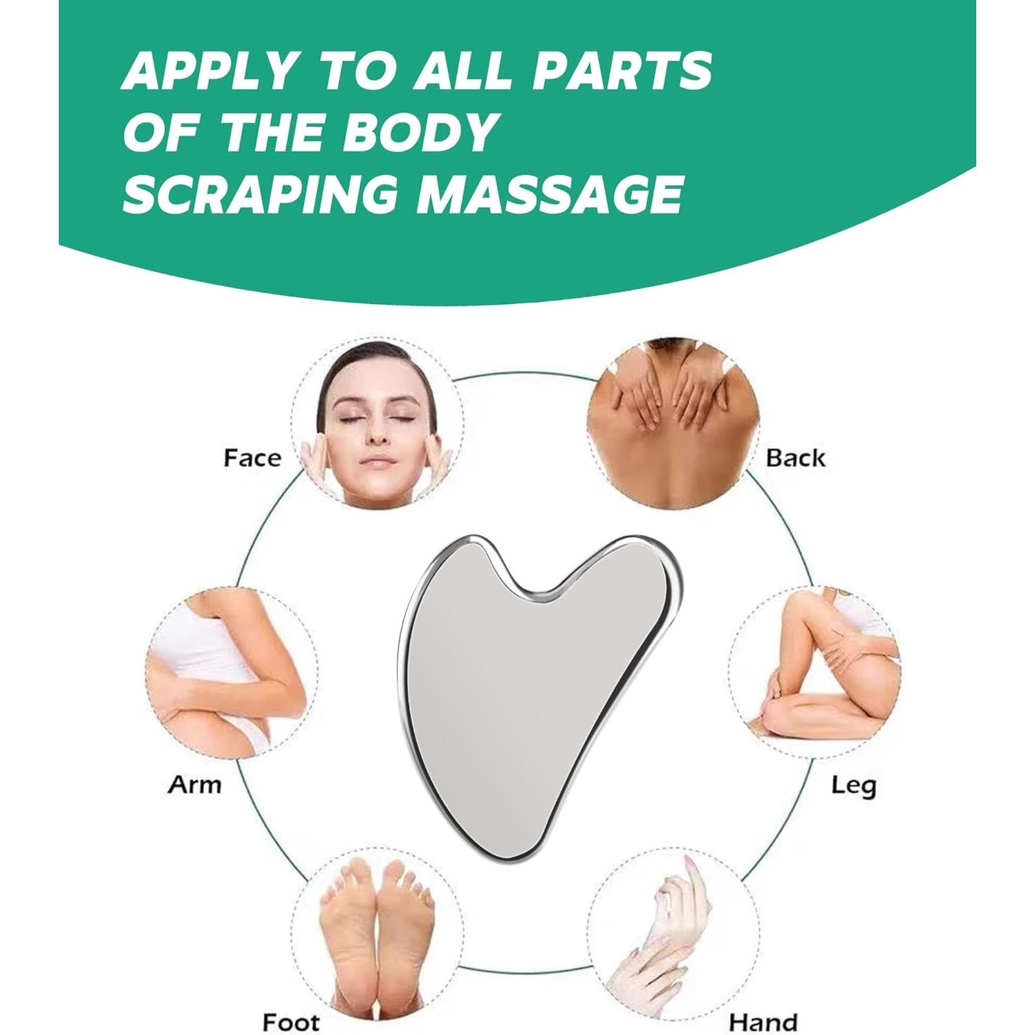 Stainless Steel Gua Sha Facial & Body Massage Tool - Guasha Face & Body Sculpting Tool