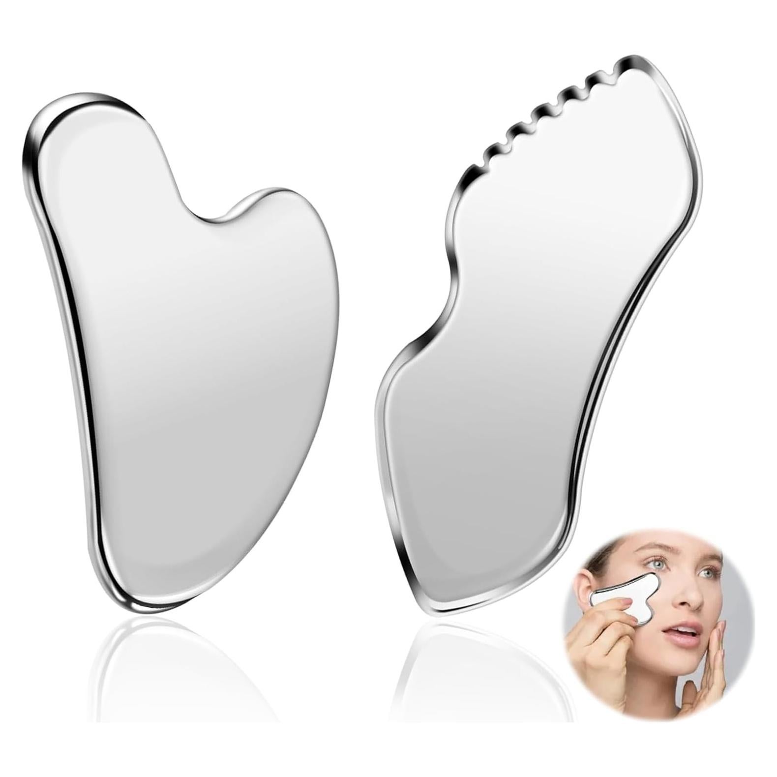 Juego de 2 Herramientas Faciales de Acero Inoxidable para Masaje