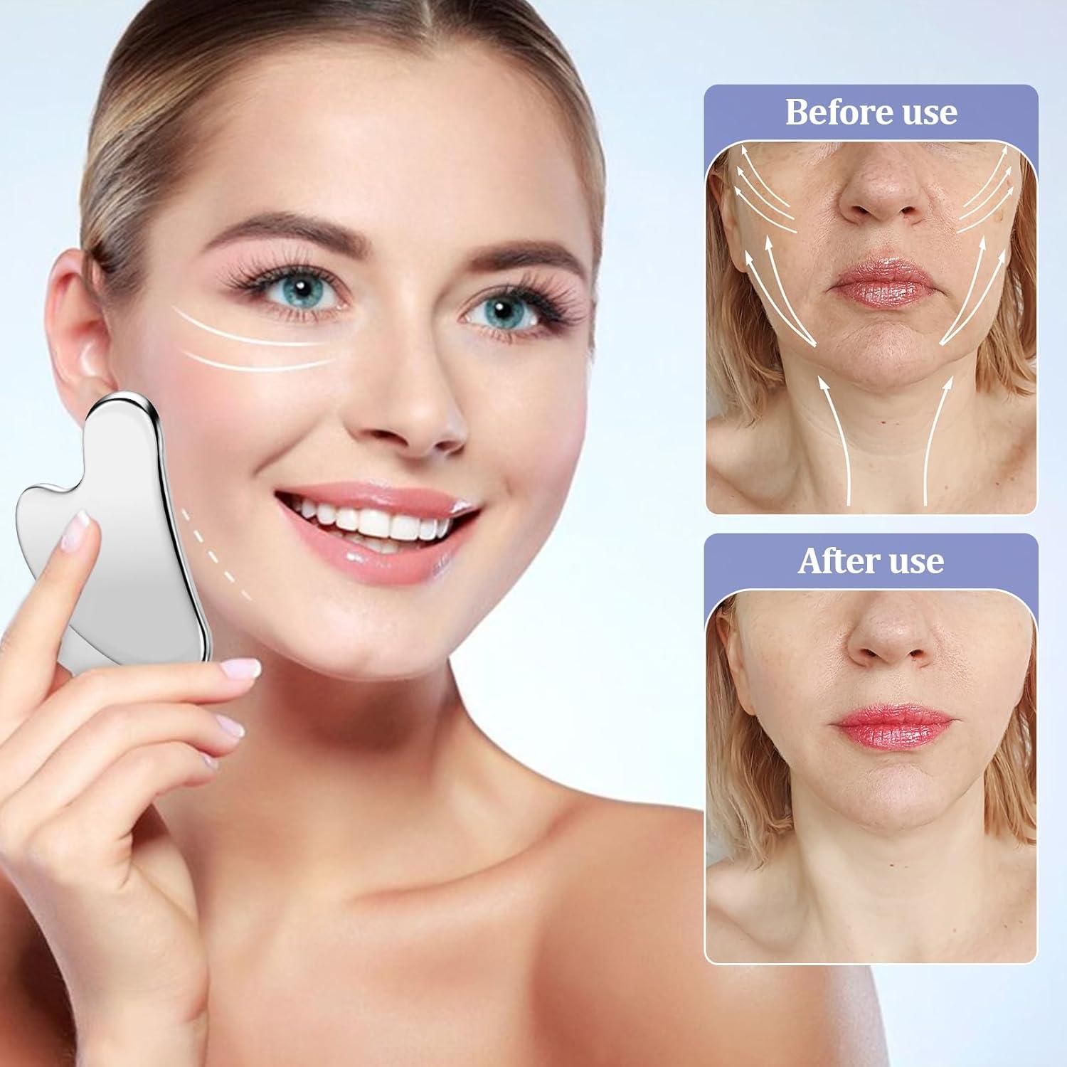 Juego de 2 Herramientas Faciales de Acero Inoxidable para Masaje