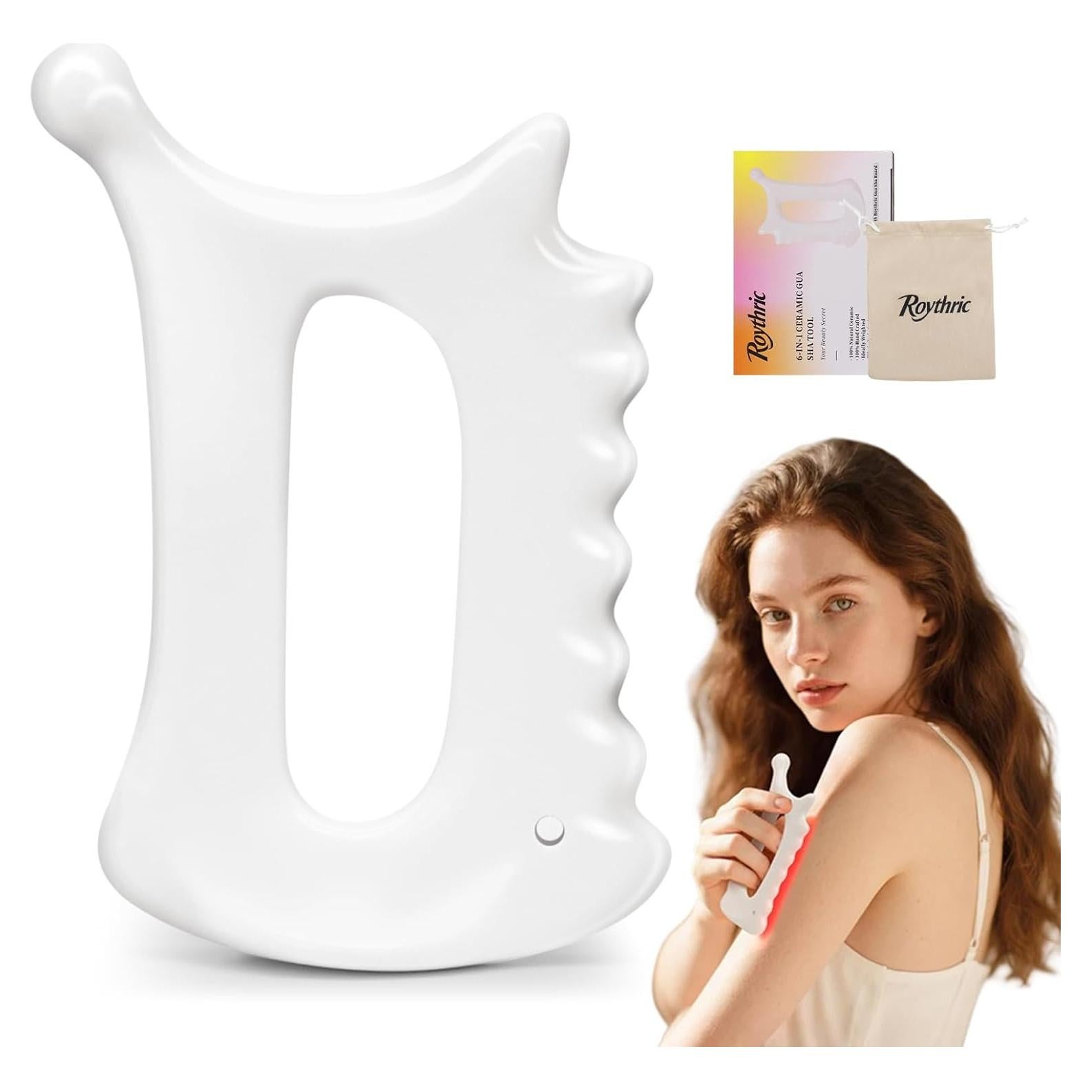 Herramienta Gua Sha Cerámica 6-en-1 Roythric para Cara y Cuerpo