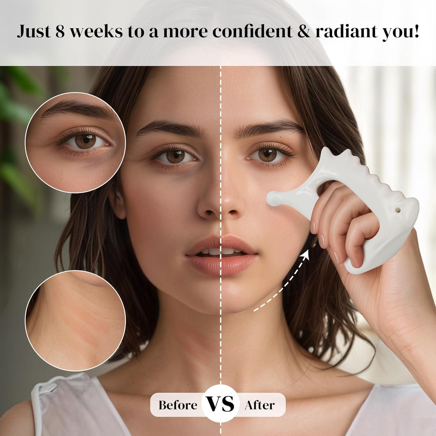 Herramienta Gua Sha Cerámica 6-en-1 Roythric para Cara y Cuerpo