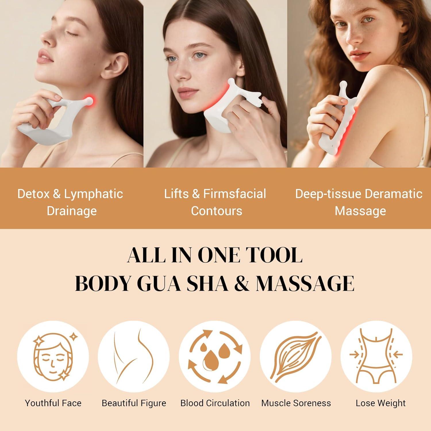 Herramienta Gua Sha Cerámica 6-en-1 Roythric para Cara y Cuerpo