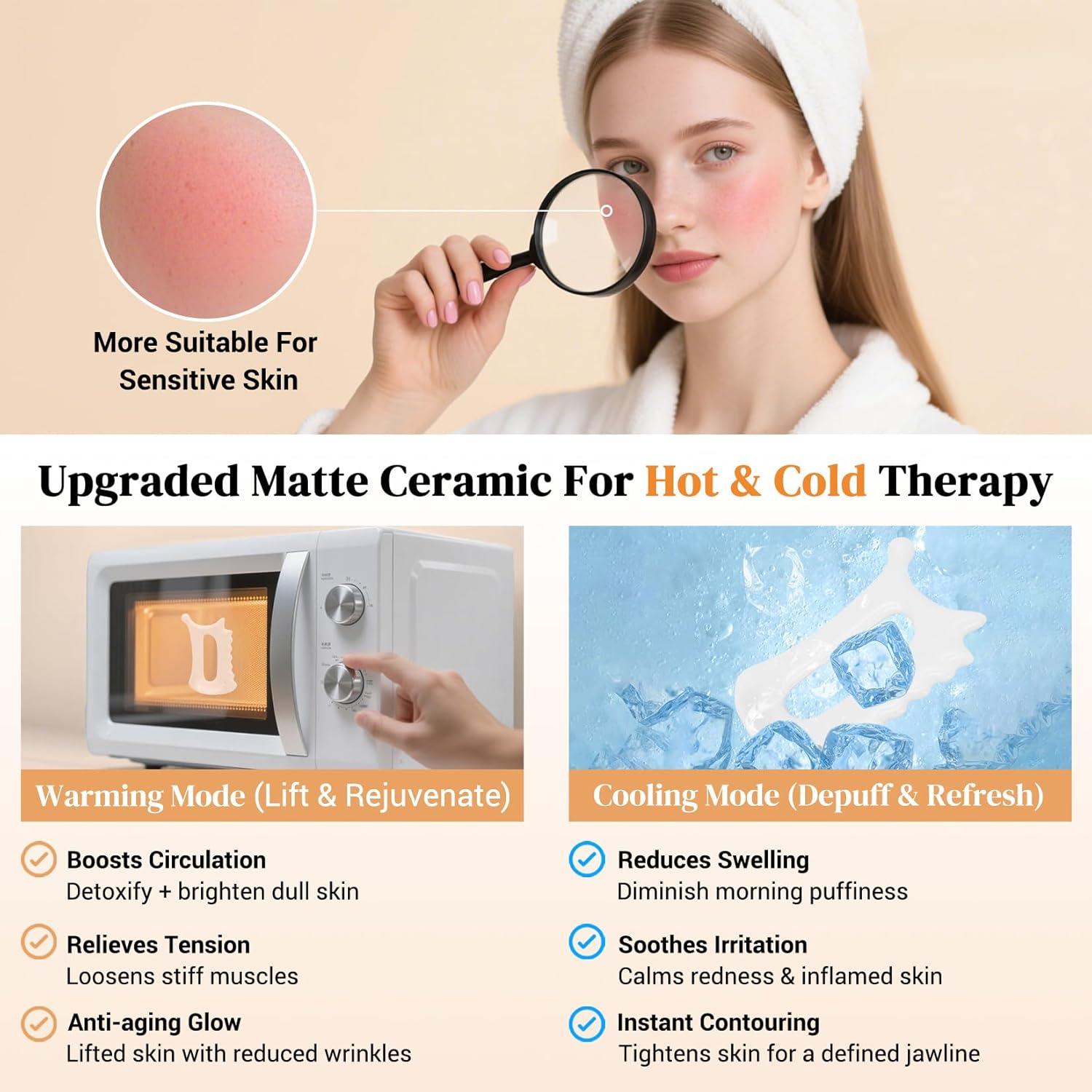 Herramienta Gua Sha Cerámica 6-en-1 Roythric para Cara y Cuerpo