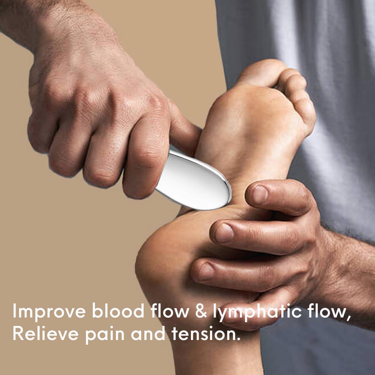 Kit de Gua Sha Facial 3 en 1 MOKIUER Acero Inoxidable Plata