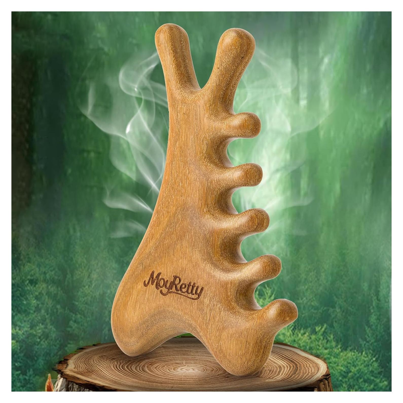 Herramienta Facial Gua Sha MoyRetty Sándalo Verde 4-en-1