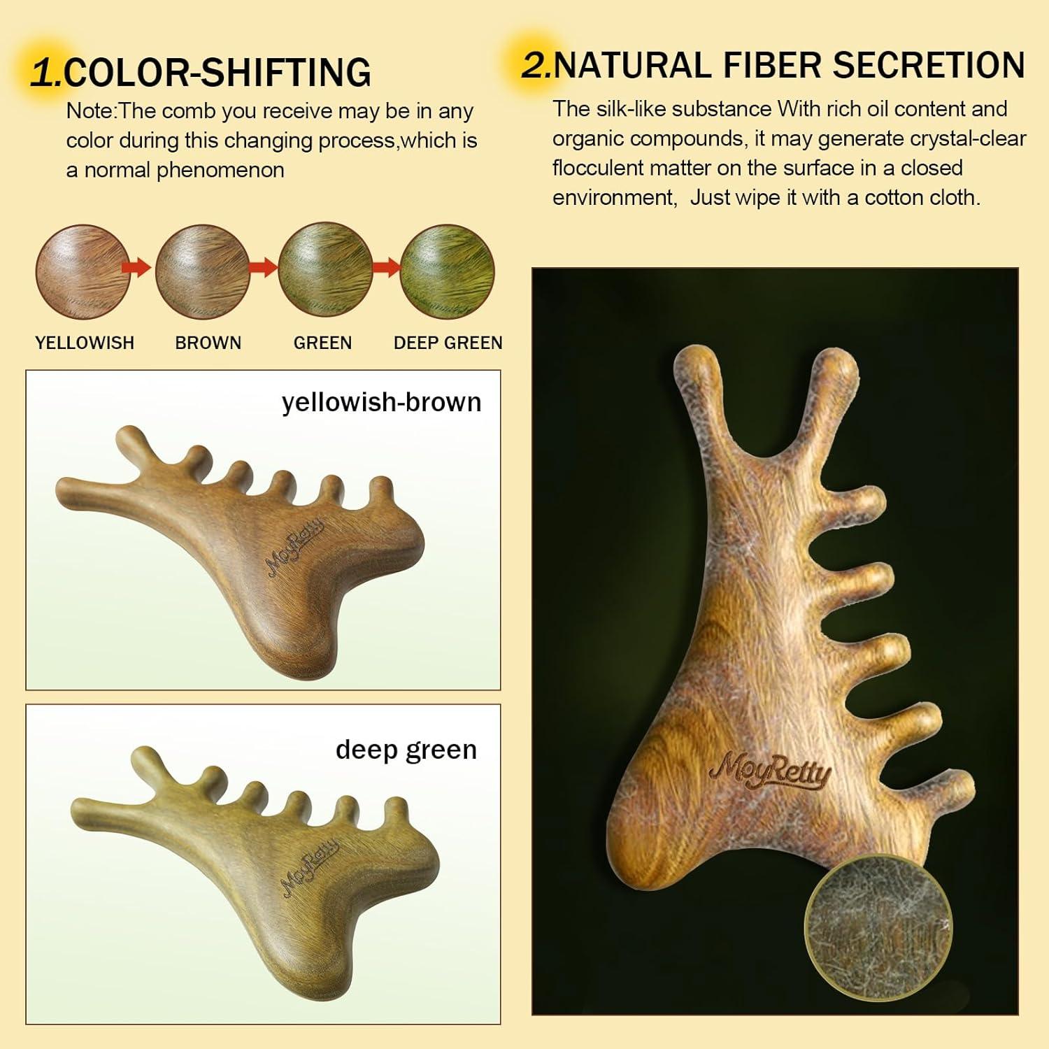 Herramienta Facial Gua Sha MoyRetty Sándalo Verde 4-en-1