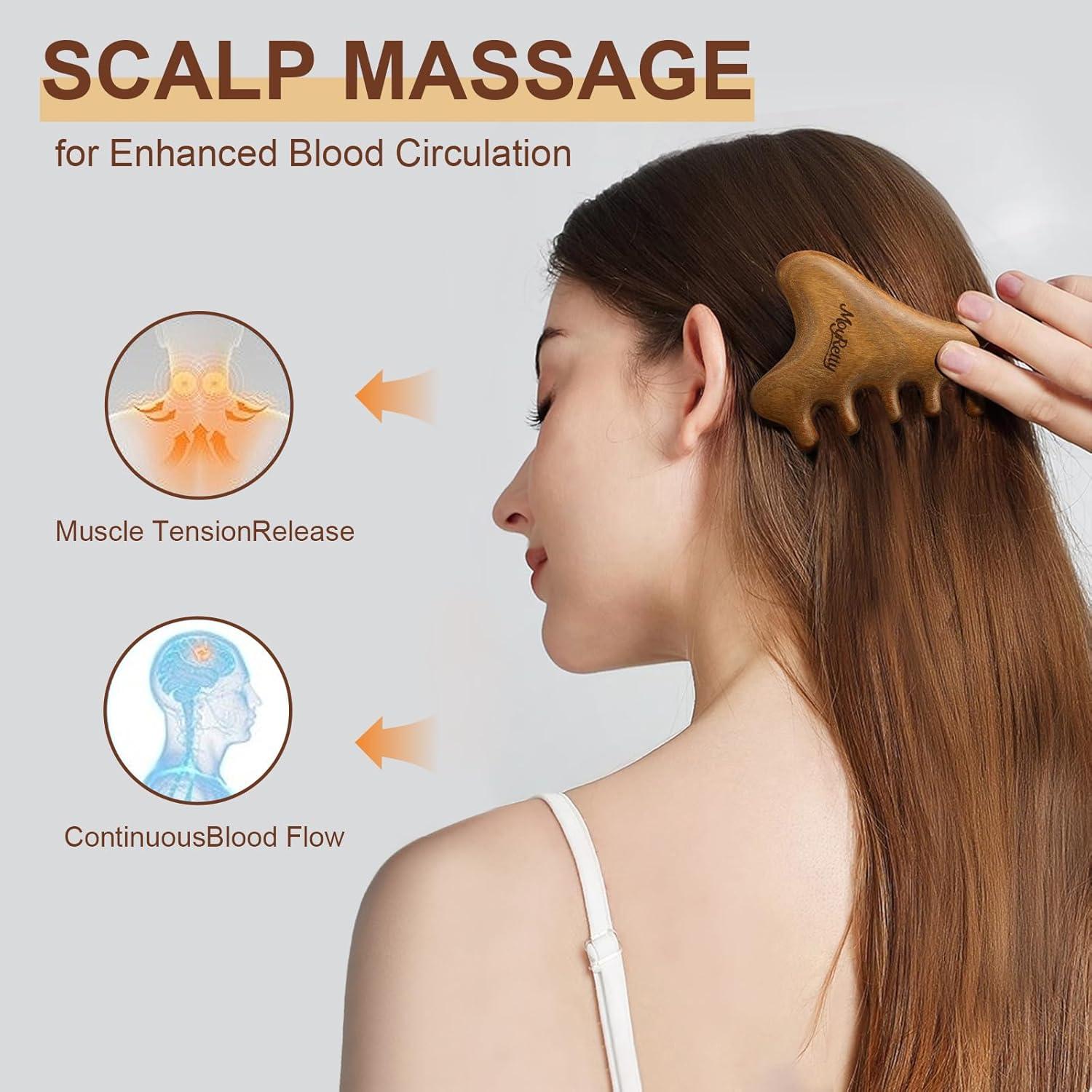 Herramienta Facial Gua Sha MoyRetty Sándalo Verde 4-en-1