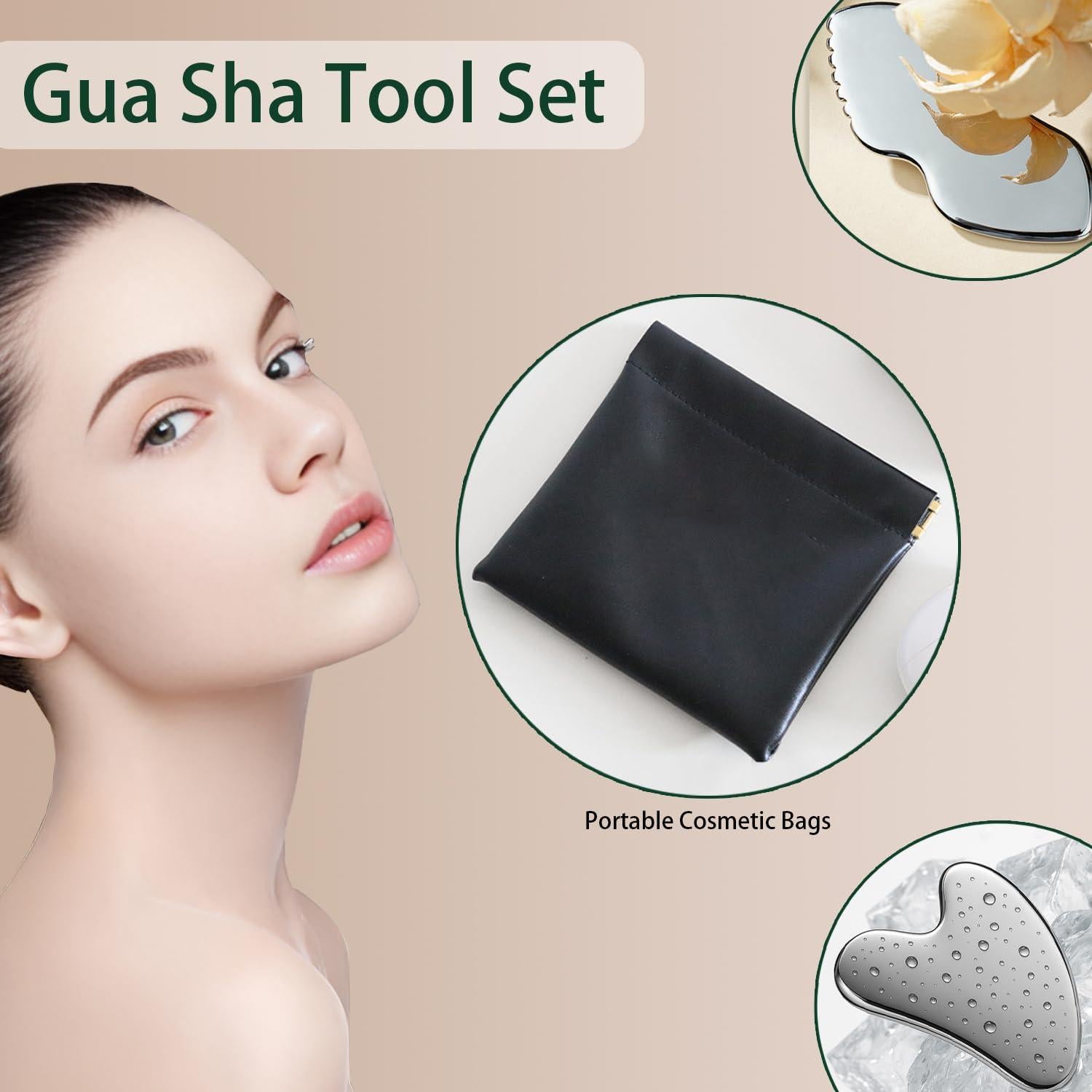 Juego de 2 herramientas Gua Sha DLYAUA de acero inoxidable