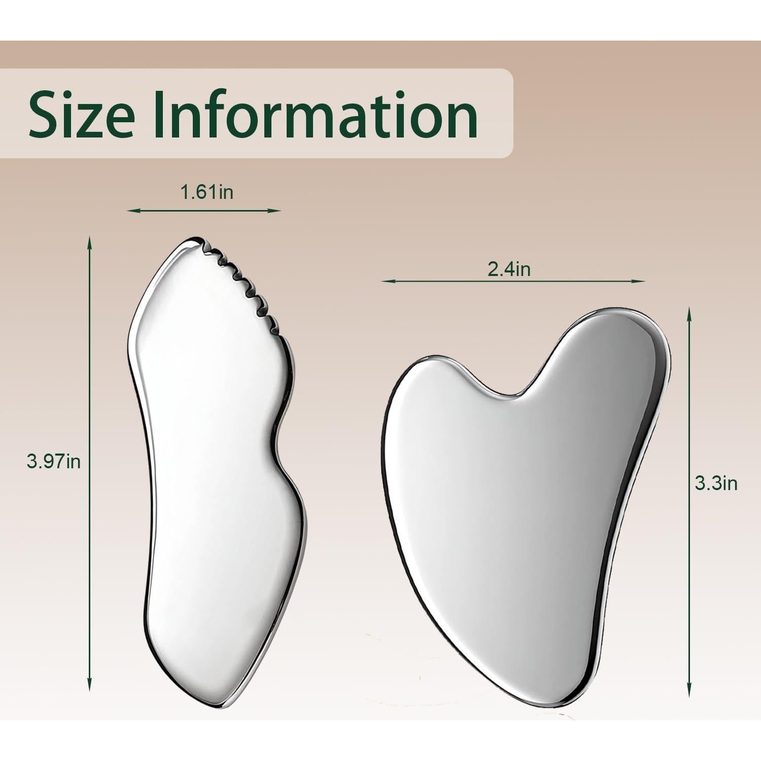 Juego de 2 herramientas Gua Sha DLYAUA de acero inoxidable