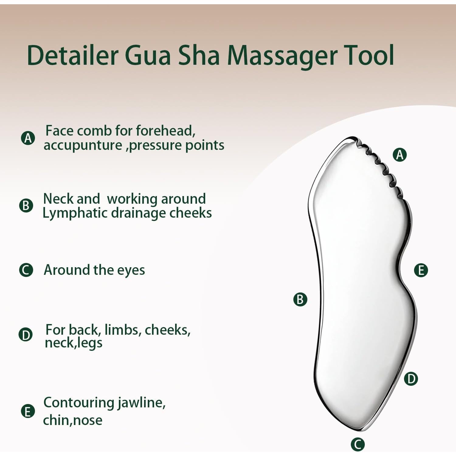 Juego de 2 herramientas Gua Sha DLYAUA de acero inoxidable