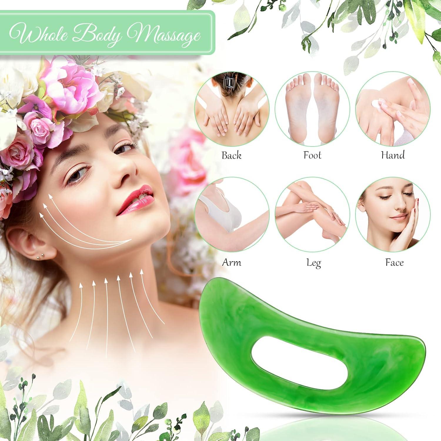 Conjunto de Herramientas Gua Sha Facial Treela 5 Piezas Resina Verde