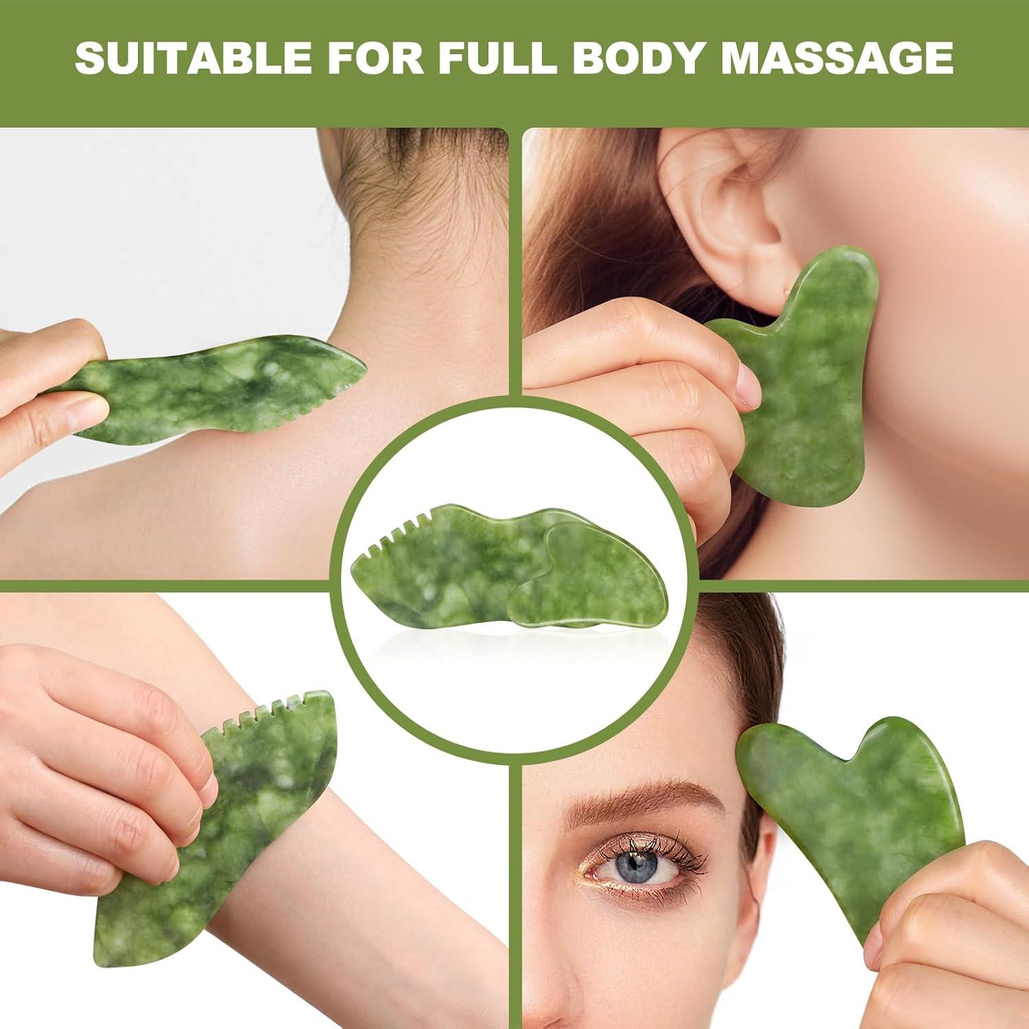 Juego de Gua Sha Airogym 2 Piezas Jade Natural Masaje Facial