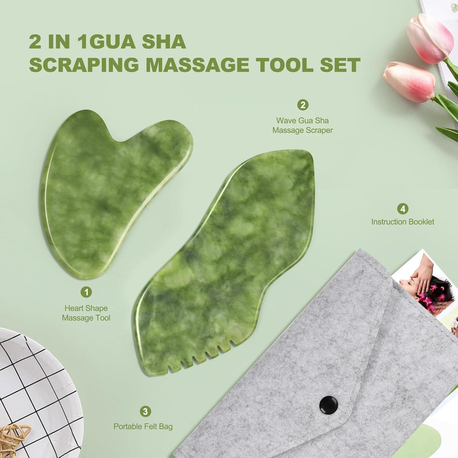 Juego de Gua Sha Airogym 2 Piezas Jade Natural Masaje Facial