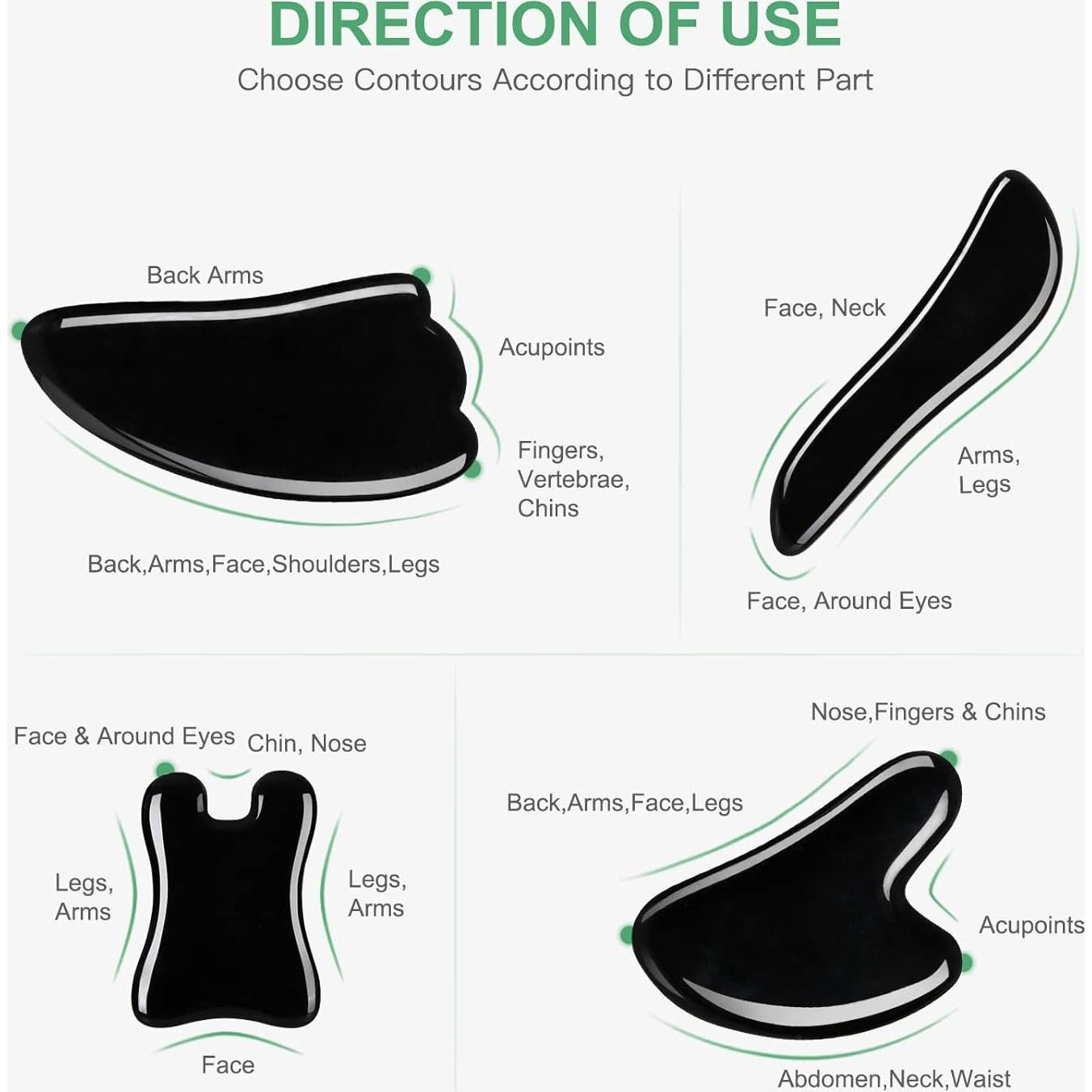 Herramienta de Masaje Gua Sha Airogym - 4 Piezas de Piedra Natural