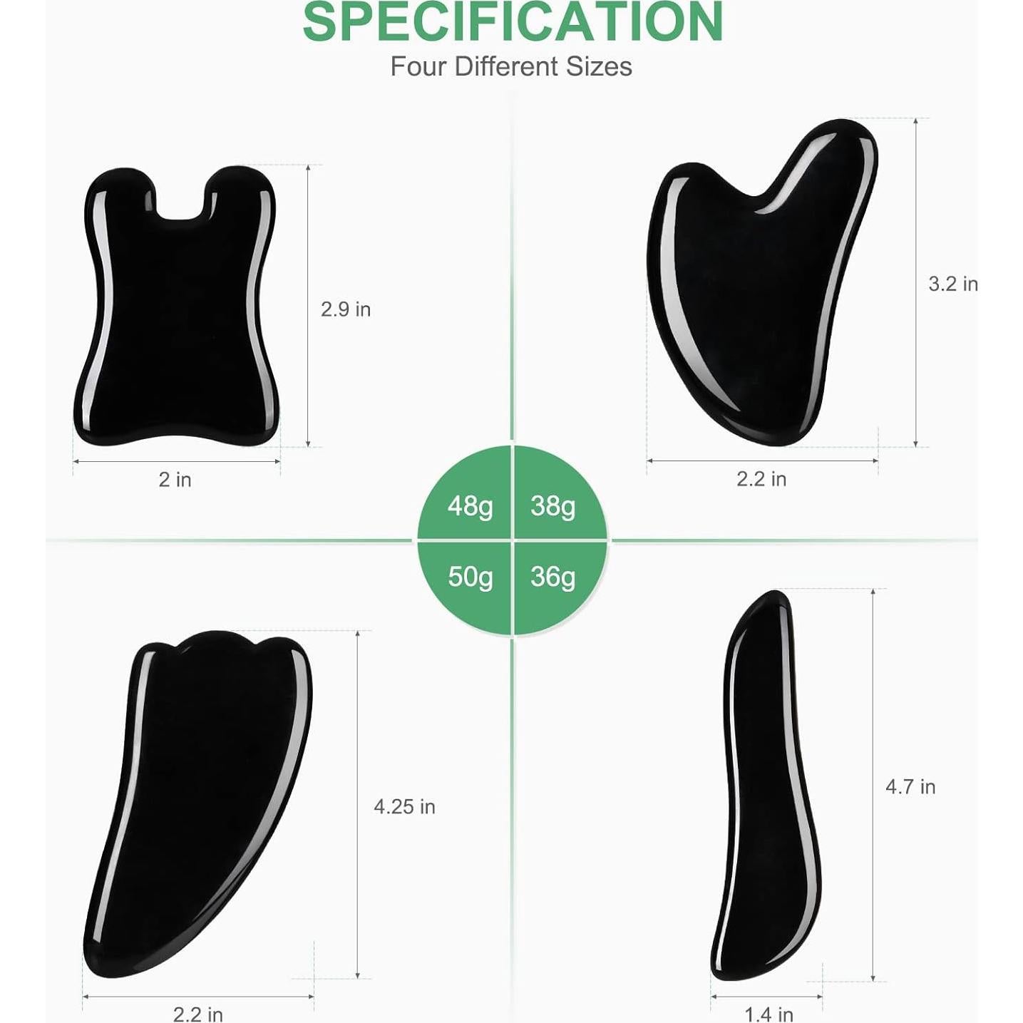 Herramienta de Masaje Gua Sha Airogym - 4 Piezas de Piedra Natural