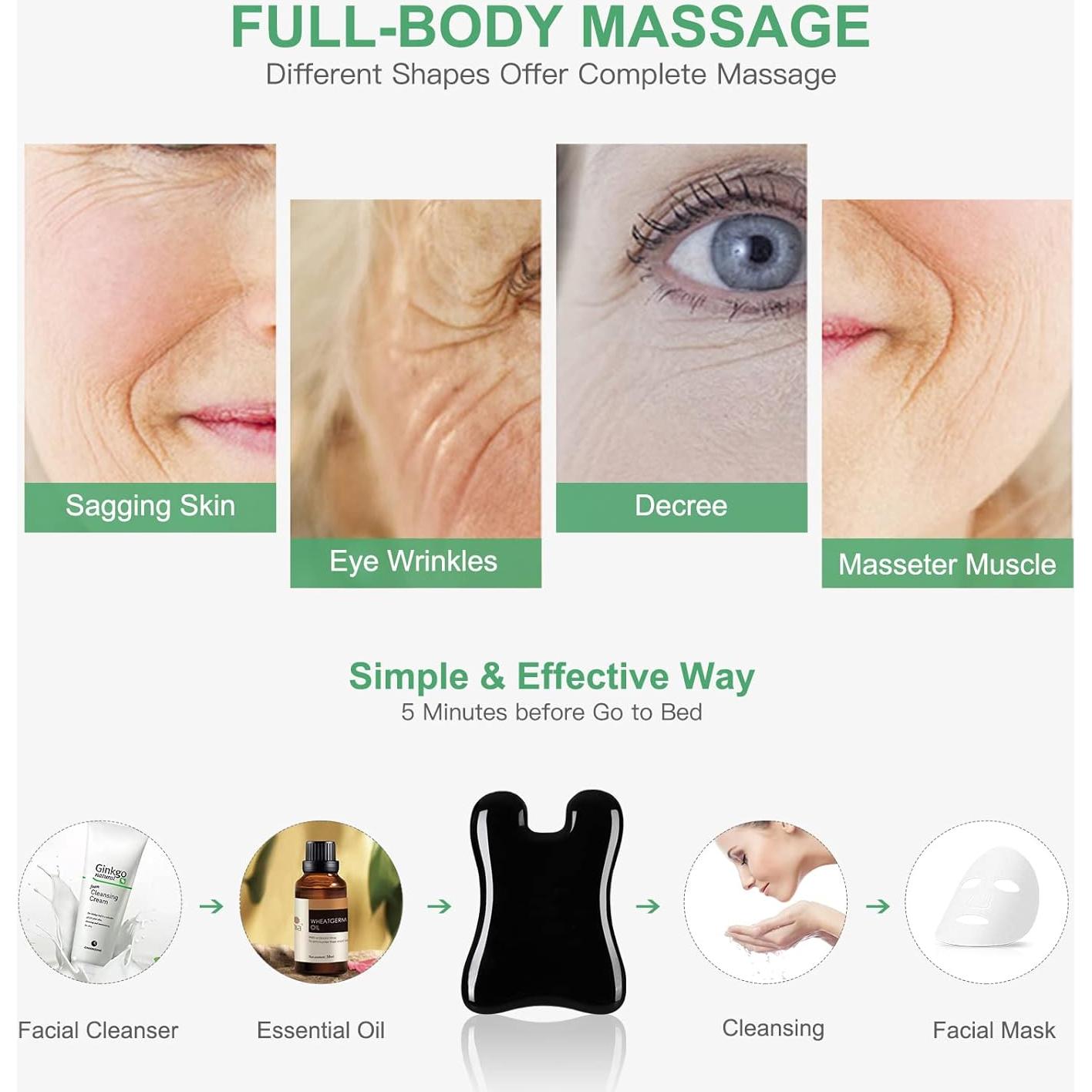 Herramienta de Masaje Gua Sha Airogym - 4 Piezas de Piedra Natural