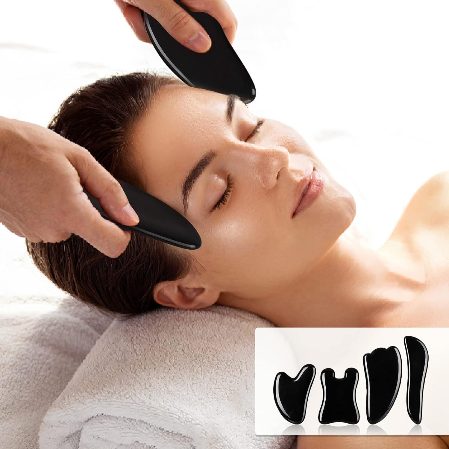 Herramienta de Masaje Gua Sha Airogym - 4 Piezas de Piedra Natural