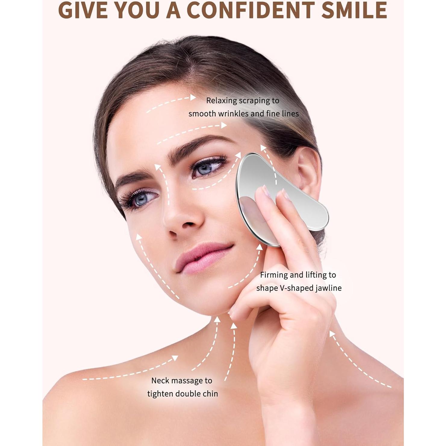 Herramienta Gua Sha Facial VGY de Acero Inoxidable 8.6cm