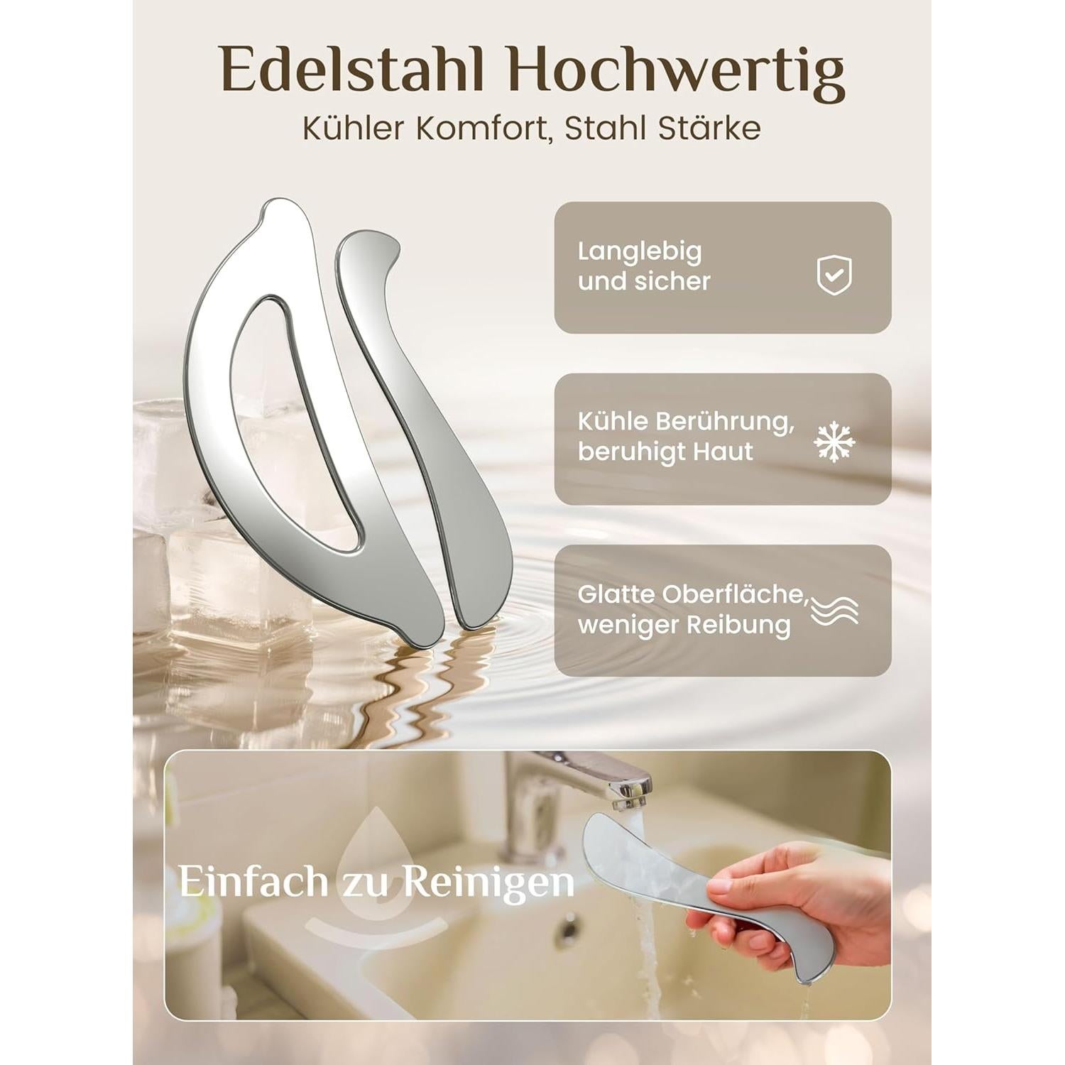 Juego de Herramientas de Gua Sha Rena Chris - Acero Inoxidable