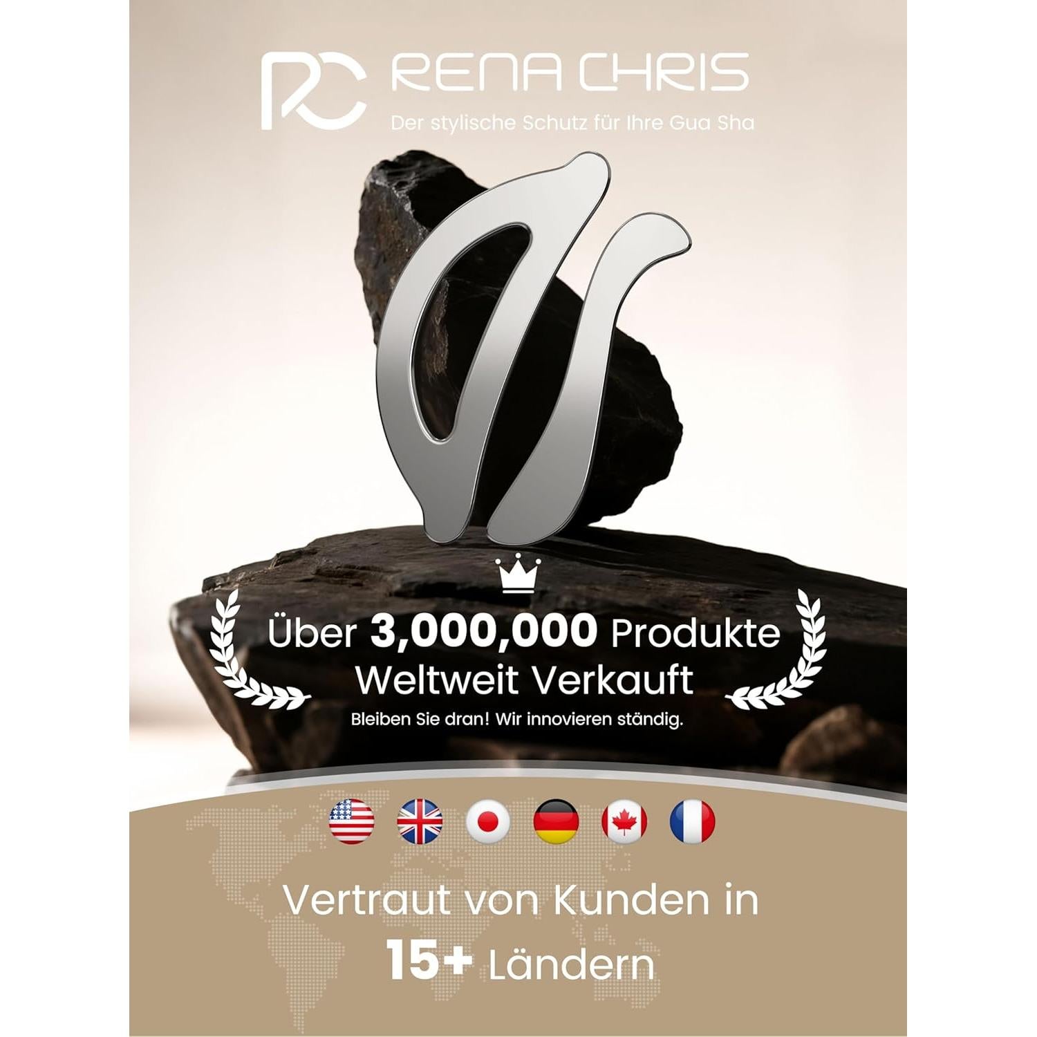 Juego de Herramientas de Gua Sha Rena Chris - Acero Inoxidable