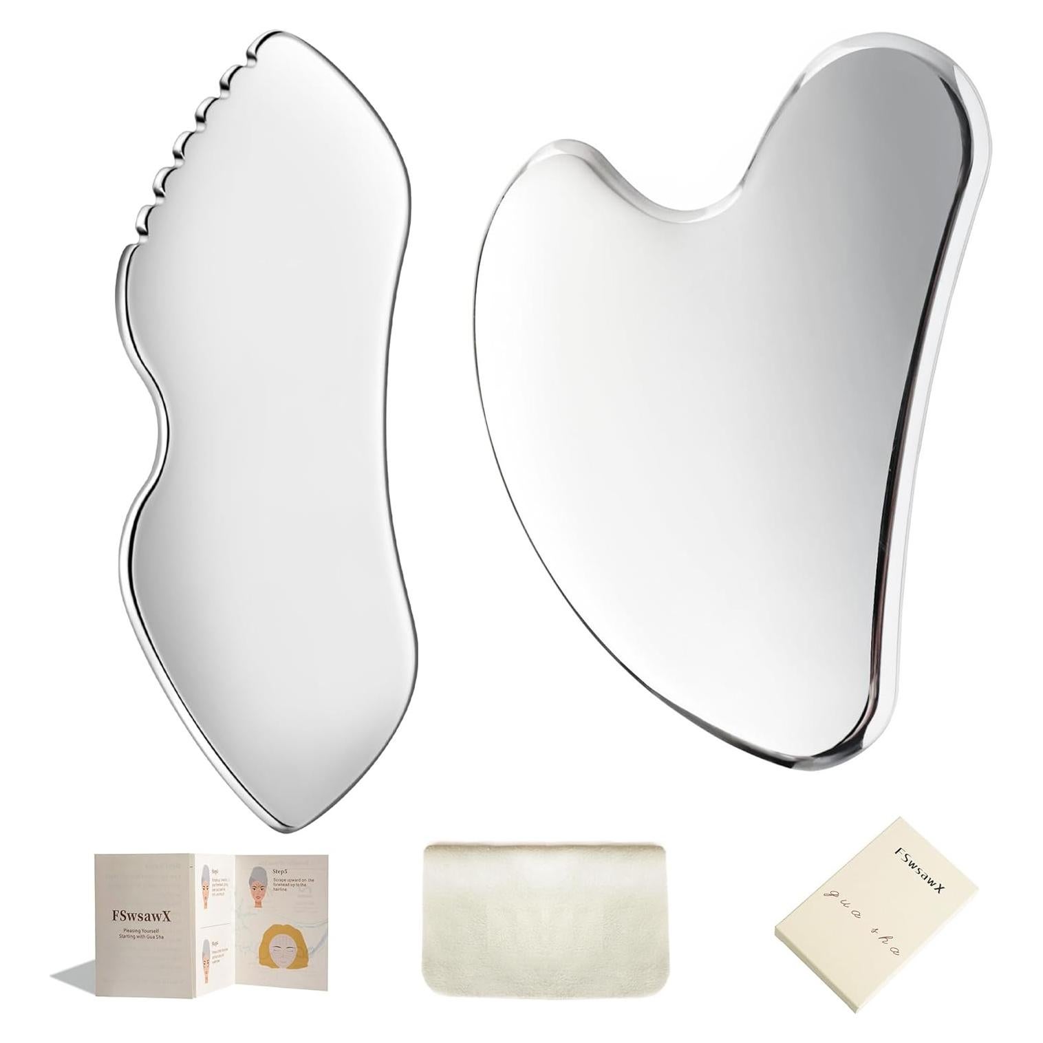 Herramienta Gua Sha Facial Acero Inoxidable FSwsawX FH-1T2E-WM2L