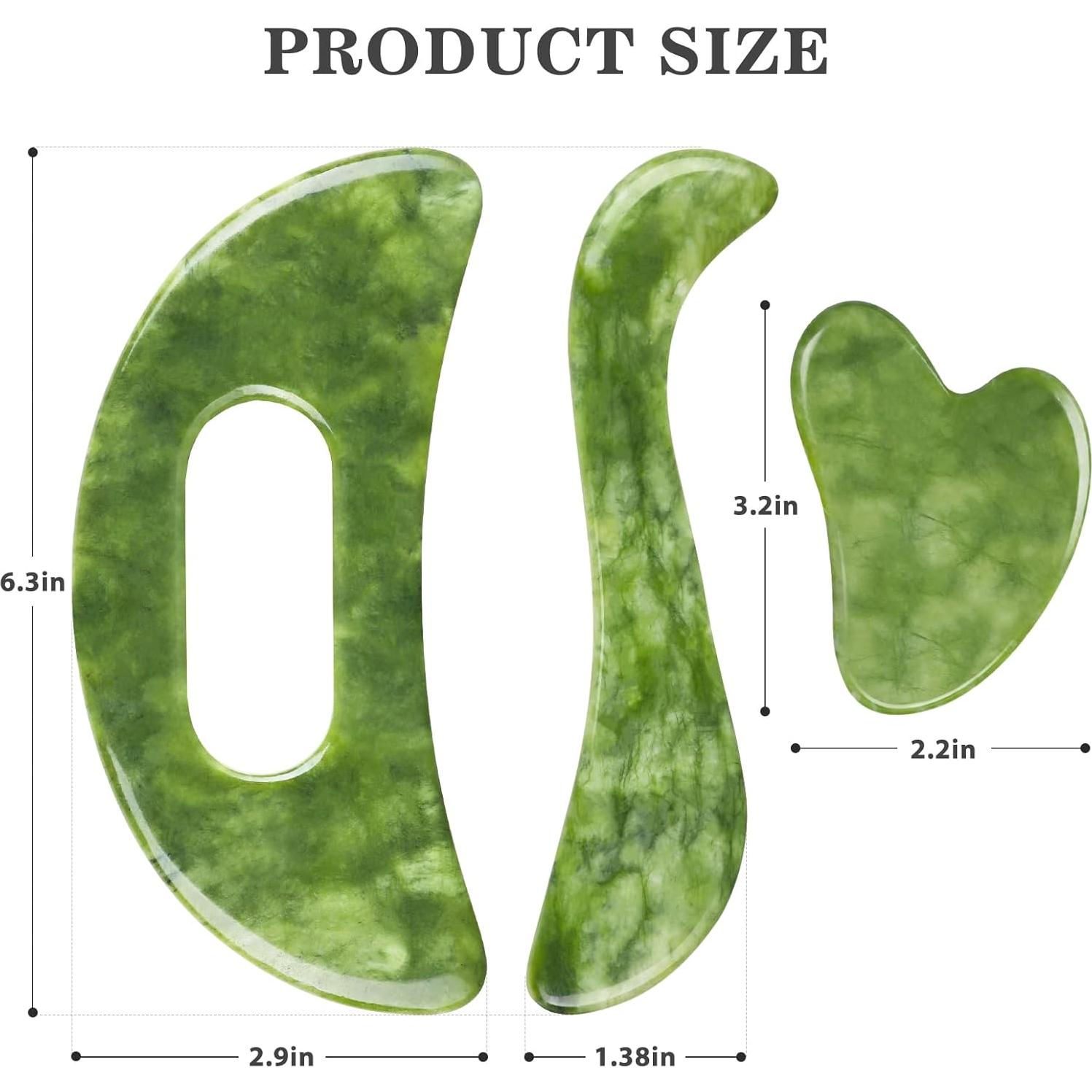 Set de Masaje Gua Sha de Jade Mierbai 3 en 1 - Anticelulitis