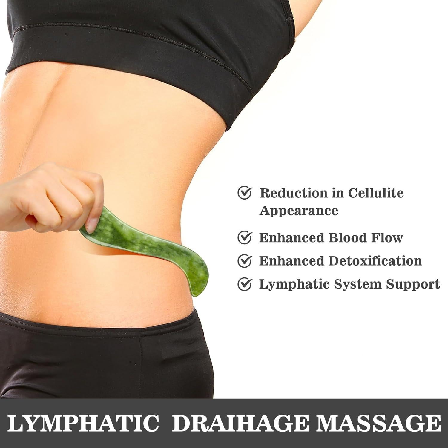 Set de Masaje Gua Sha de Jade Mierbai 3 en 1 - Anticelulitis