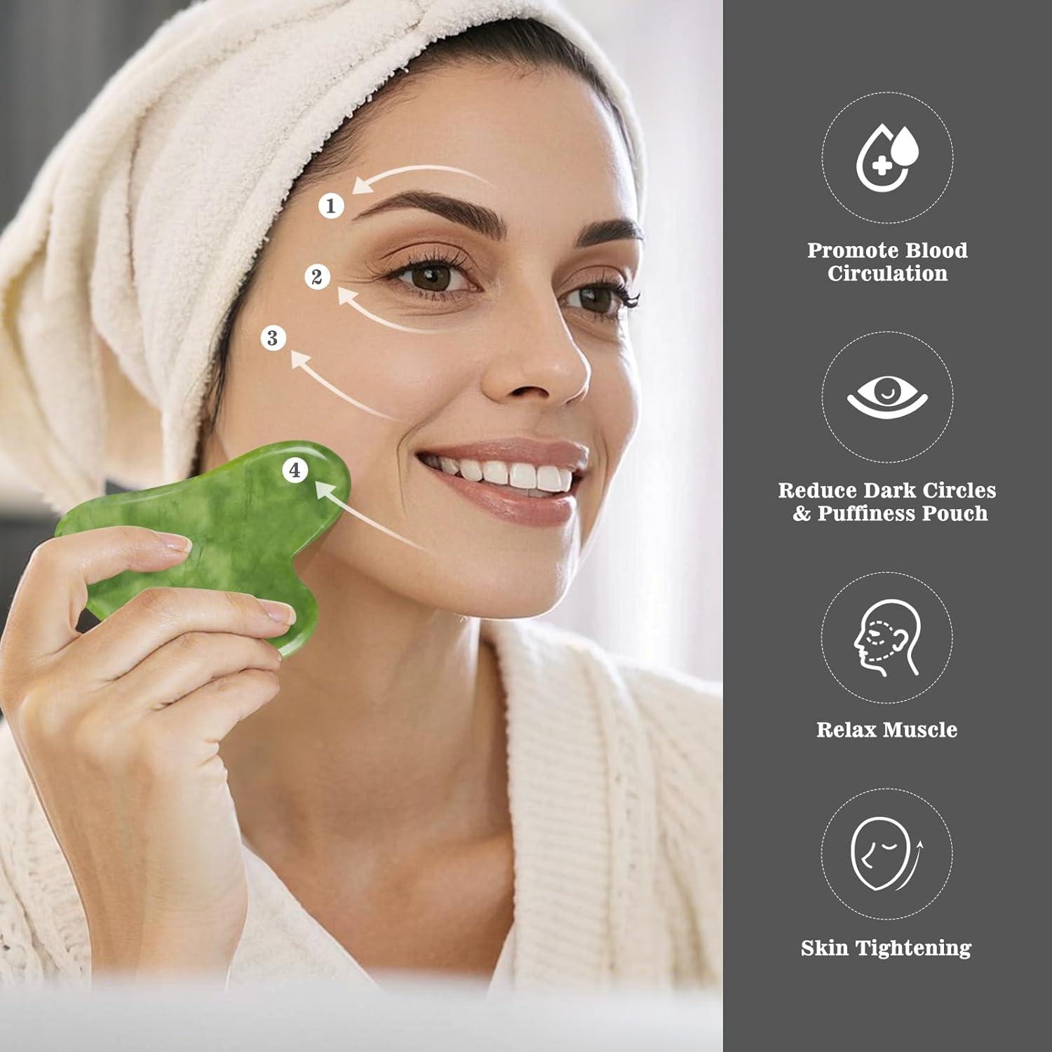 Set de Masaje Gua Sha de Jade Mierbai 3 en 1 - Anticelulitis