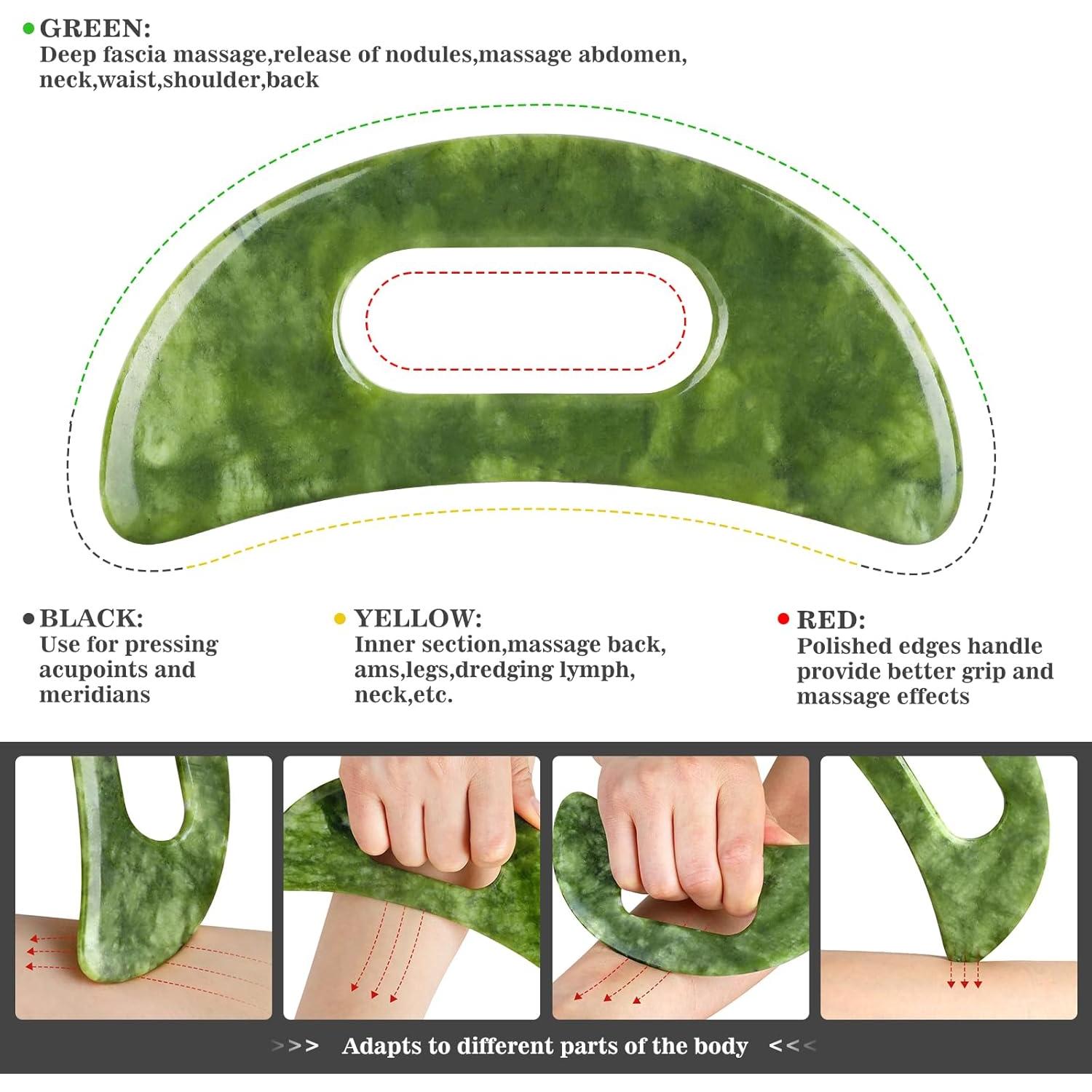 Set de Masaje Gua Sha de Jade Mierbai 3 en 1 - Anticelulitis