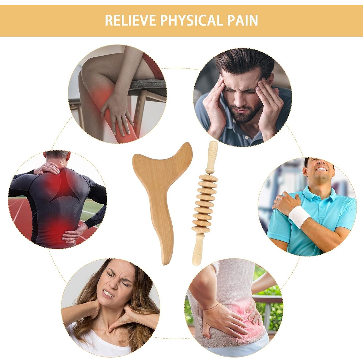 Kit de Masaje Gua Sha de Madera Machomby 2 Piezas Drenaje Linfático