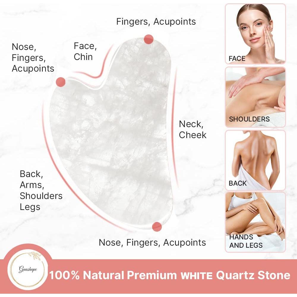 Herramienta Gua Sha de Cuarzo Blanco Natural GUASHAPE - Facial
