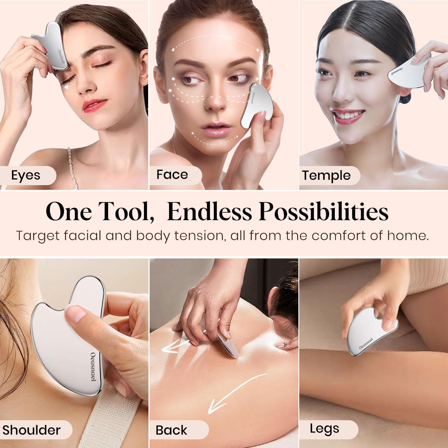 Herramienta Gua Sha Acero Inoxidable Oeusnael 8.4x6.1cm