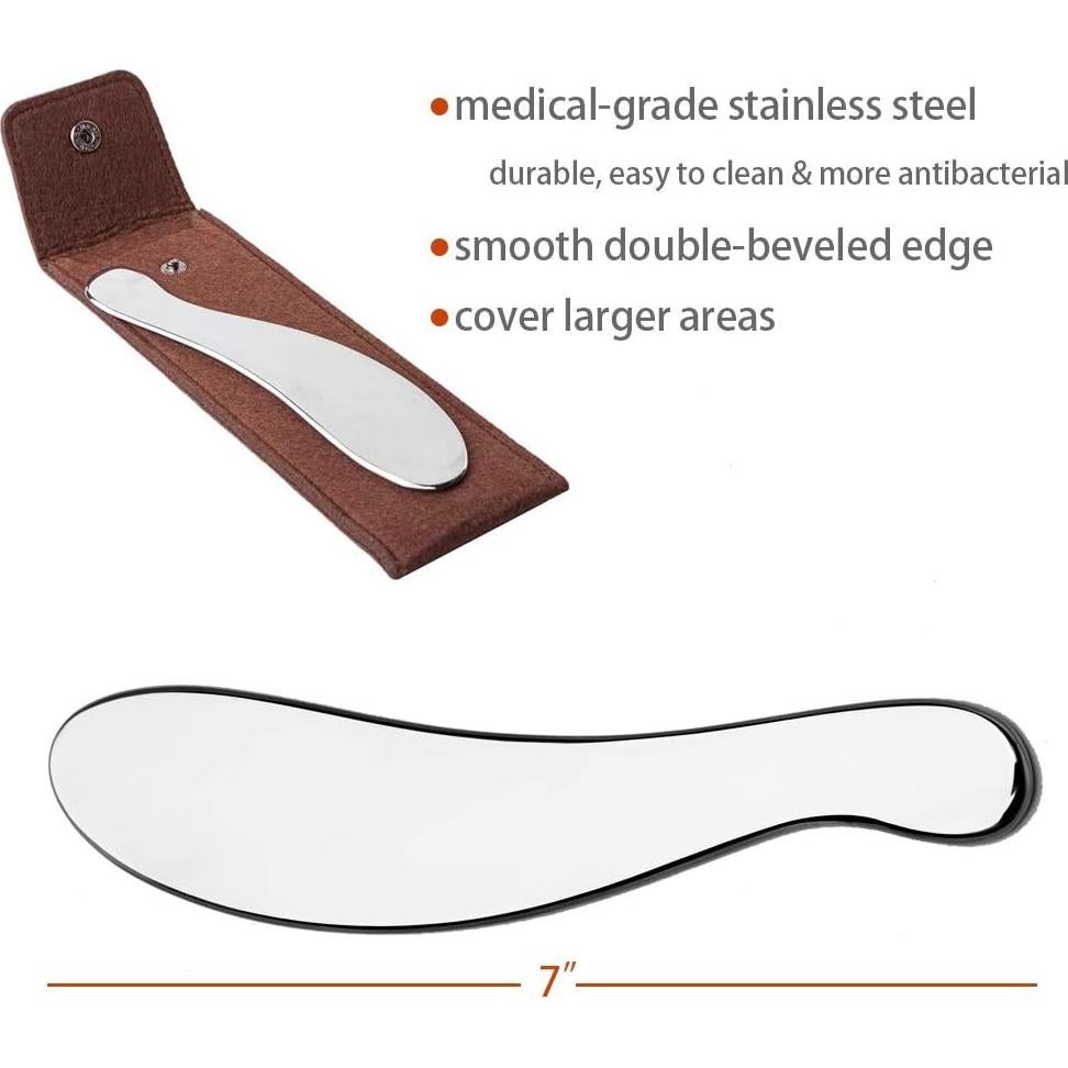 Herramienta Gua Sha Allshow de Acero Inoxidable 17.8x3.8cm