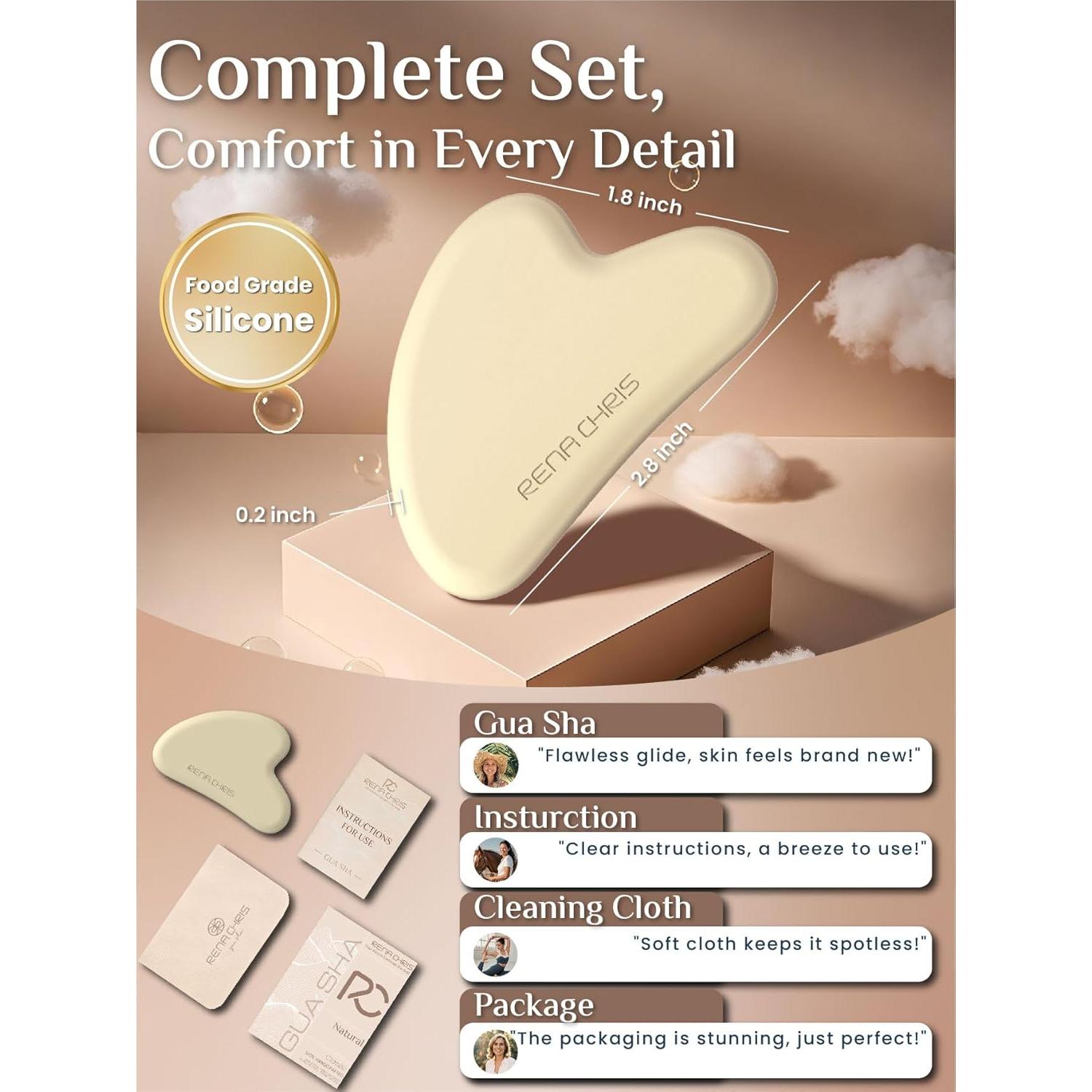 Herramienta Gua Sha Facial Rena Chris de Silicona 7.1x4.6cm