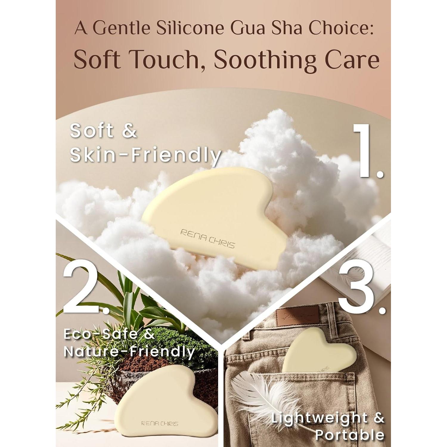 Herramienta Gua Sha Facial Rena Chris de Silicona 7.1x4.6cm